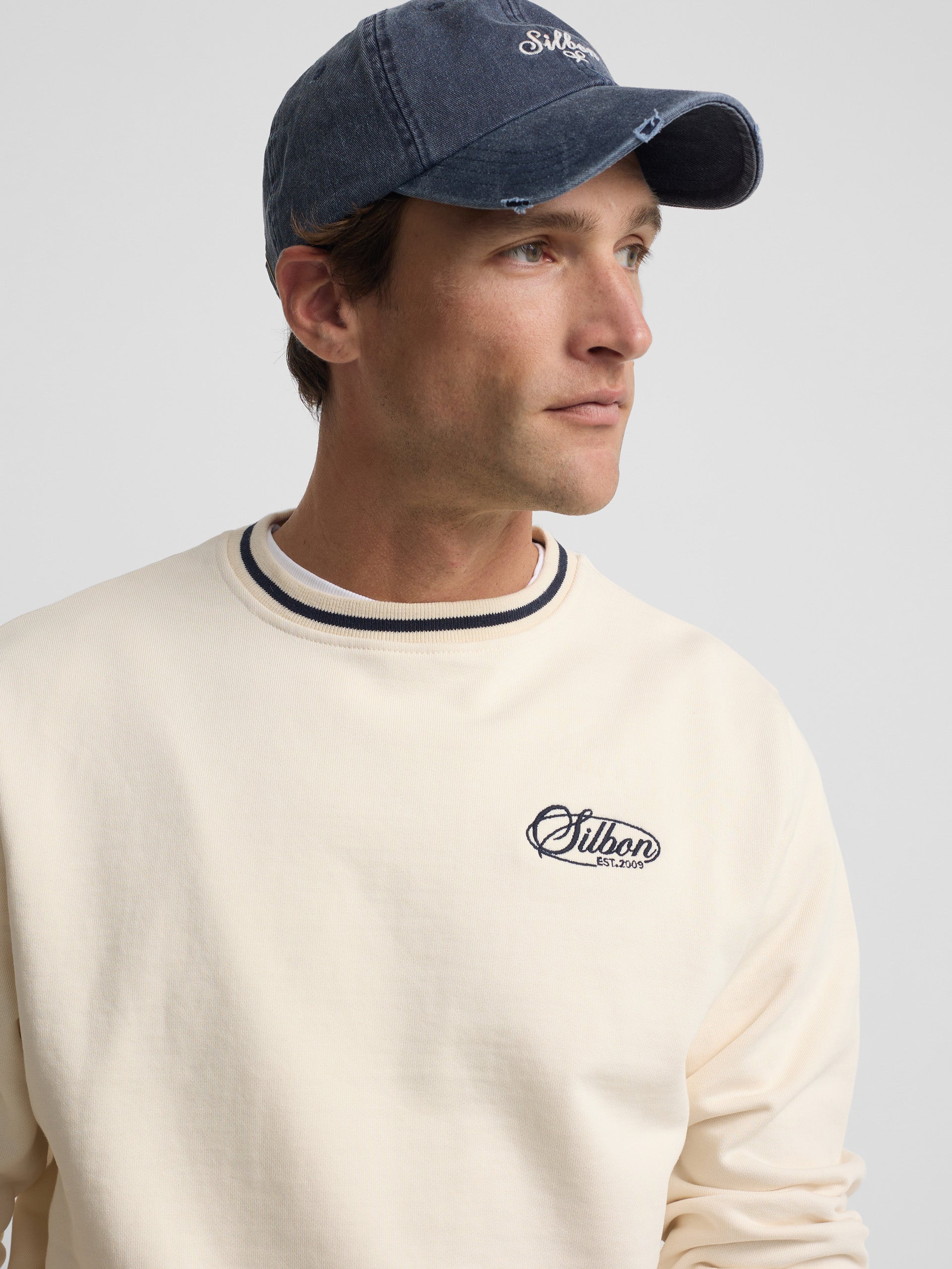 Sudadera ribs retro crema