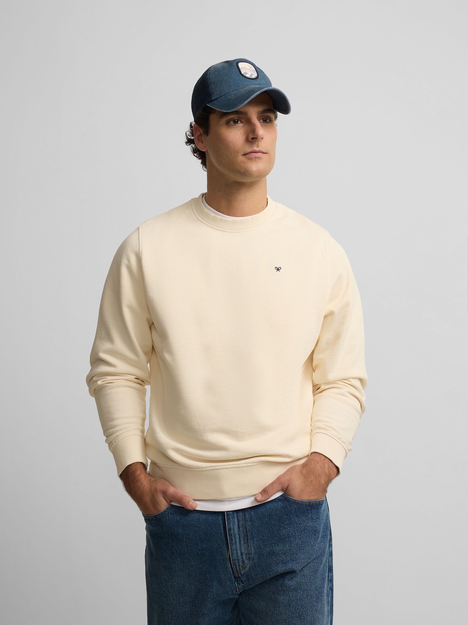 Cream SLBN embroidered sweatshirt