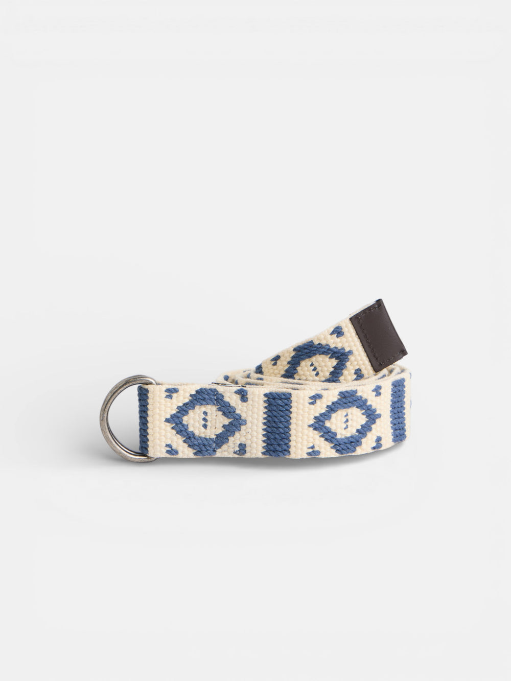 Double buckle cream blue belt
