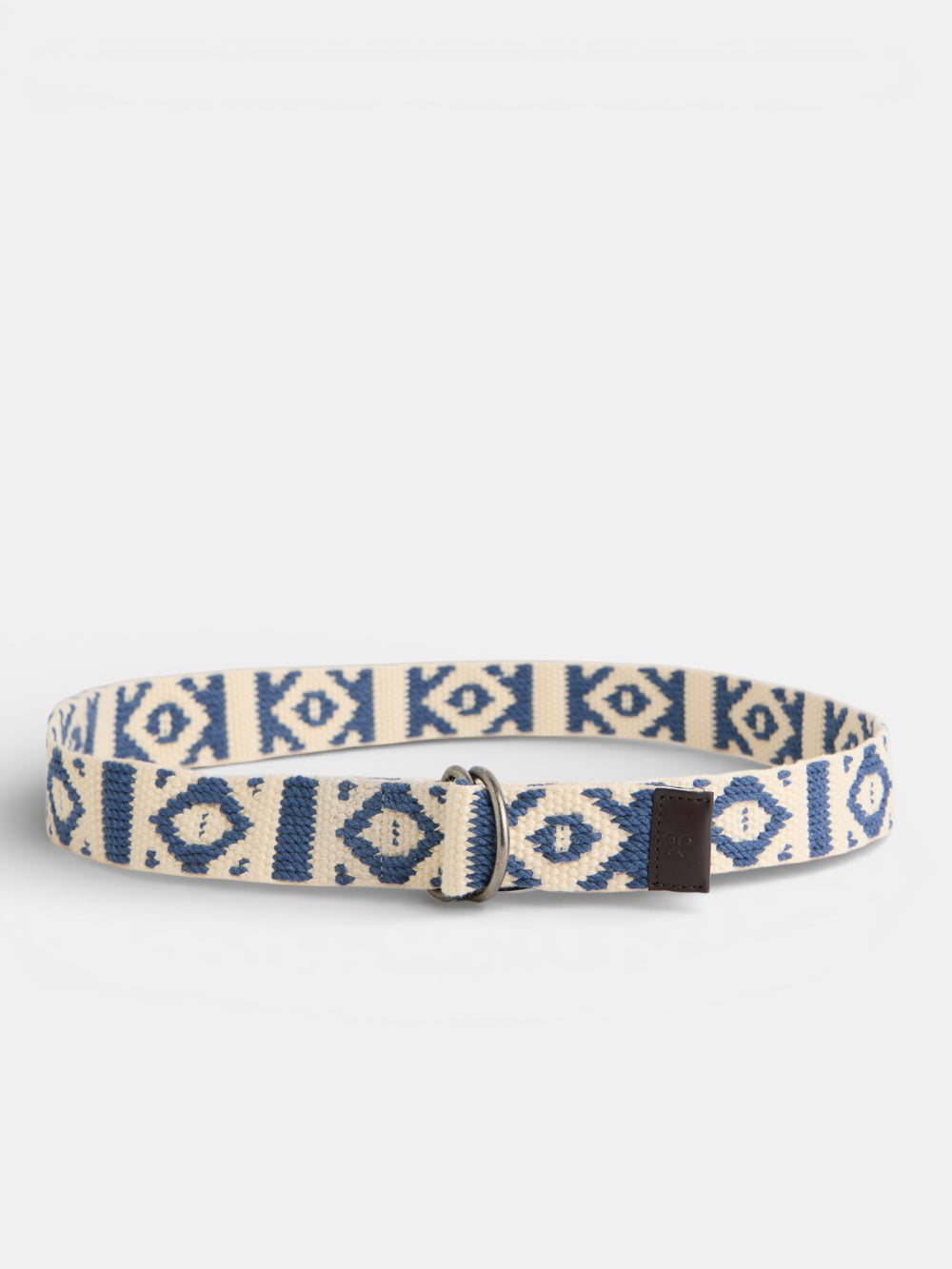 Double buckle cream blue belt