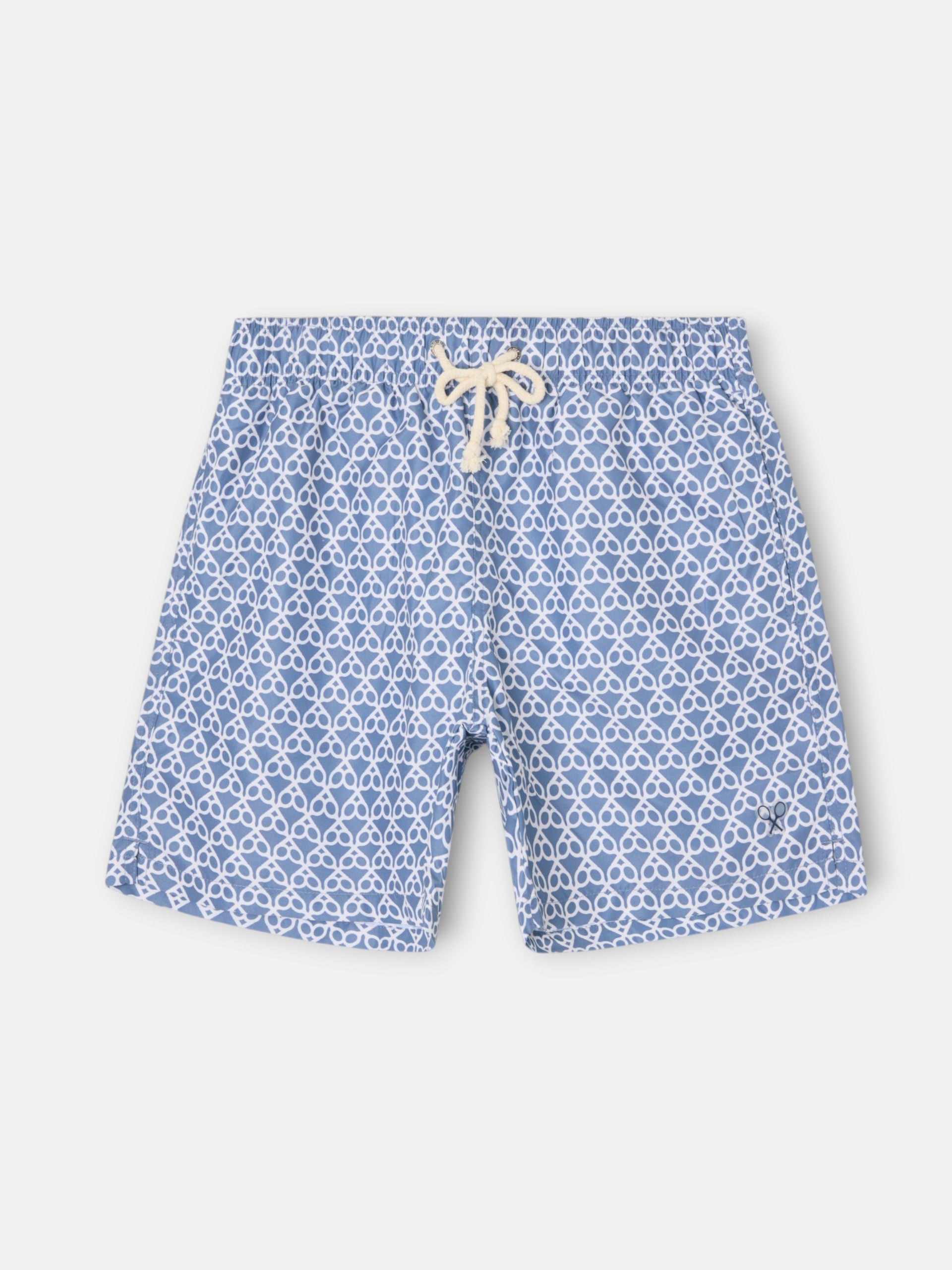 Maillot de bain raquettes géométriques bleu indigo