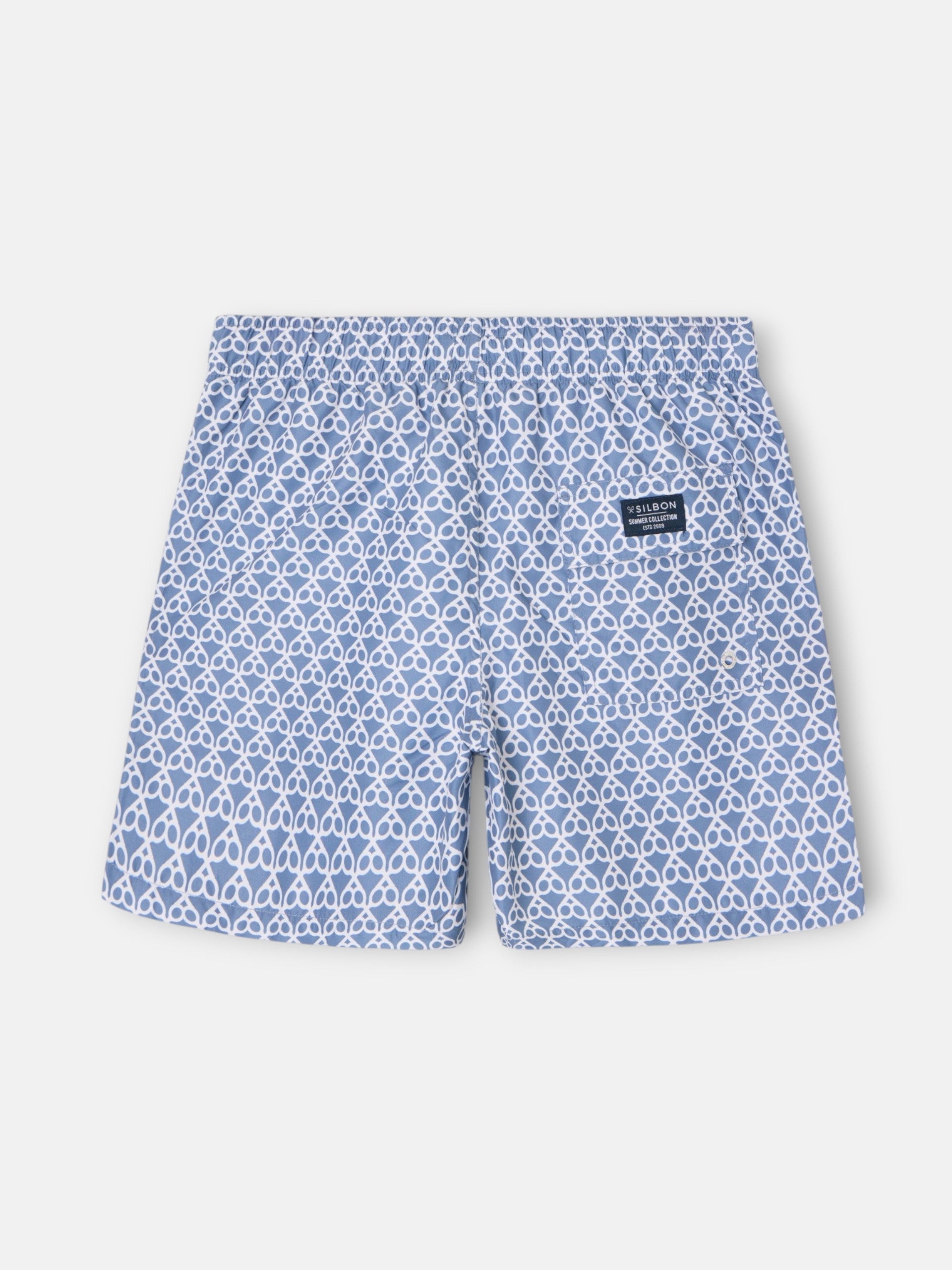 Maillot de bain raquettes géométriques bleu indigo