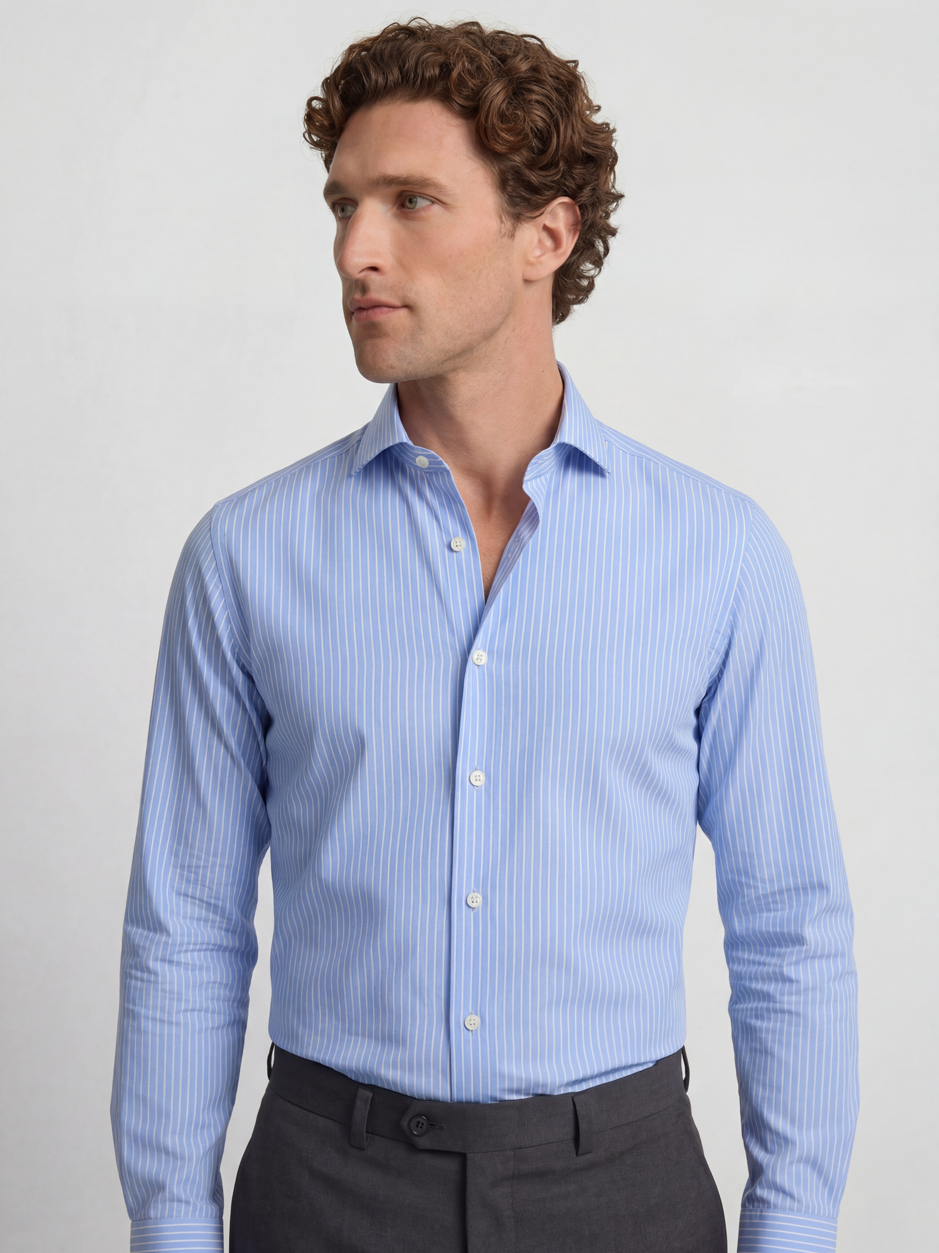 Blue medium stripe dress shirt