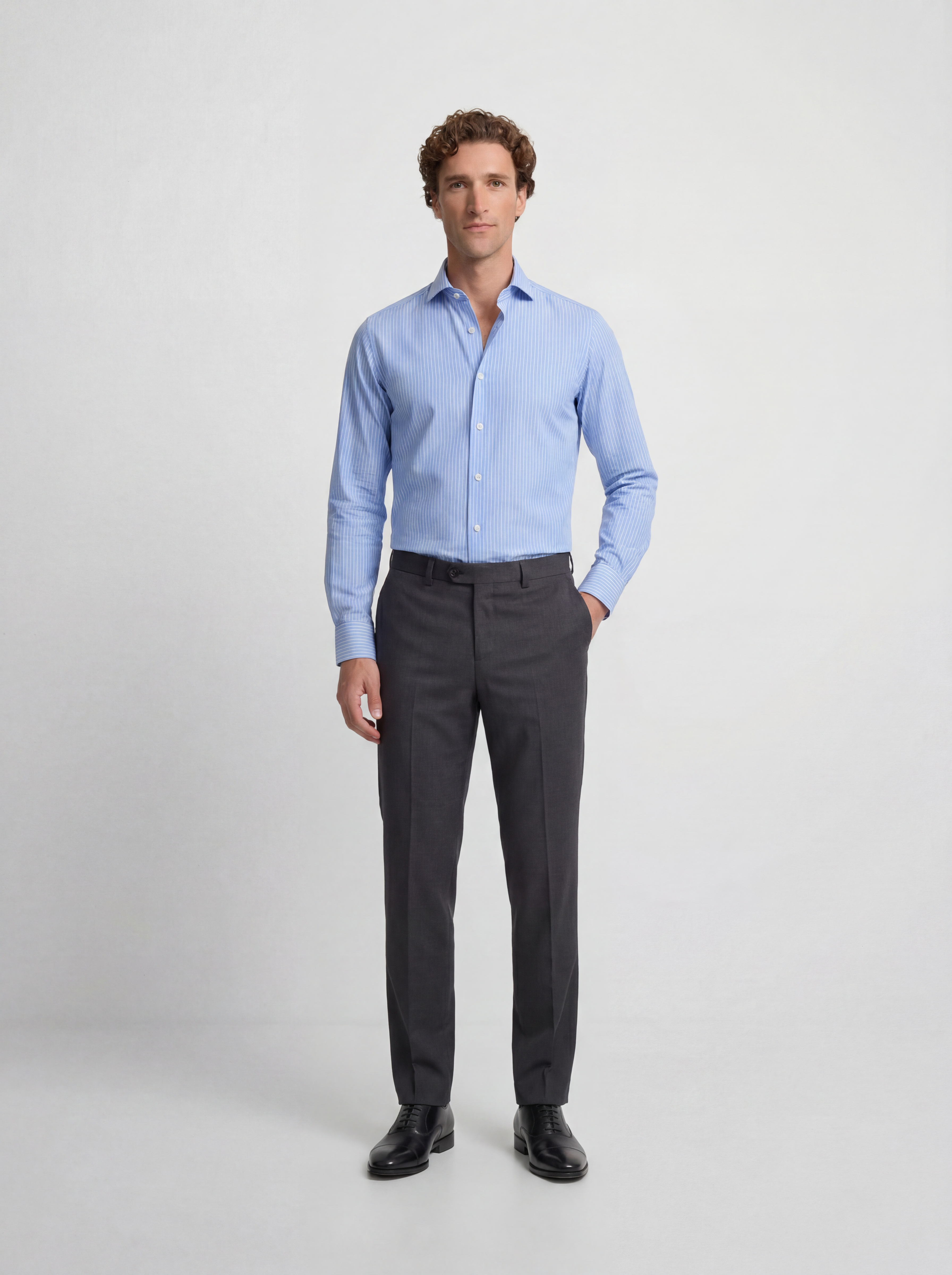 Blue medium stripe dress shirt