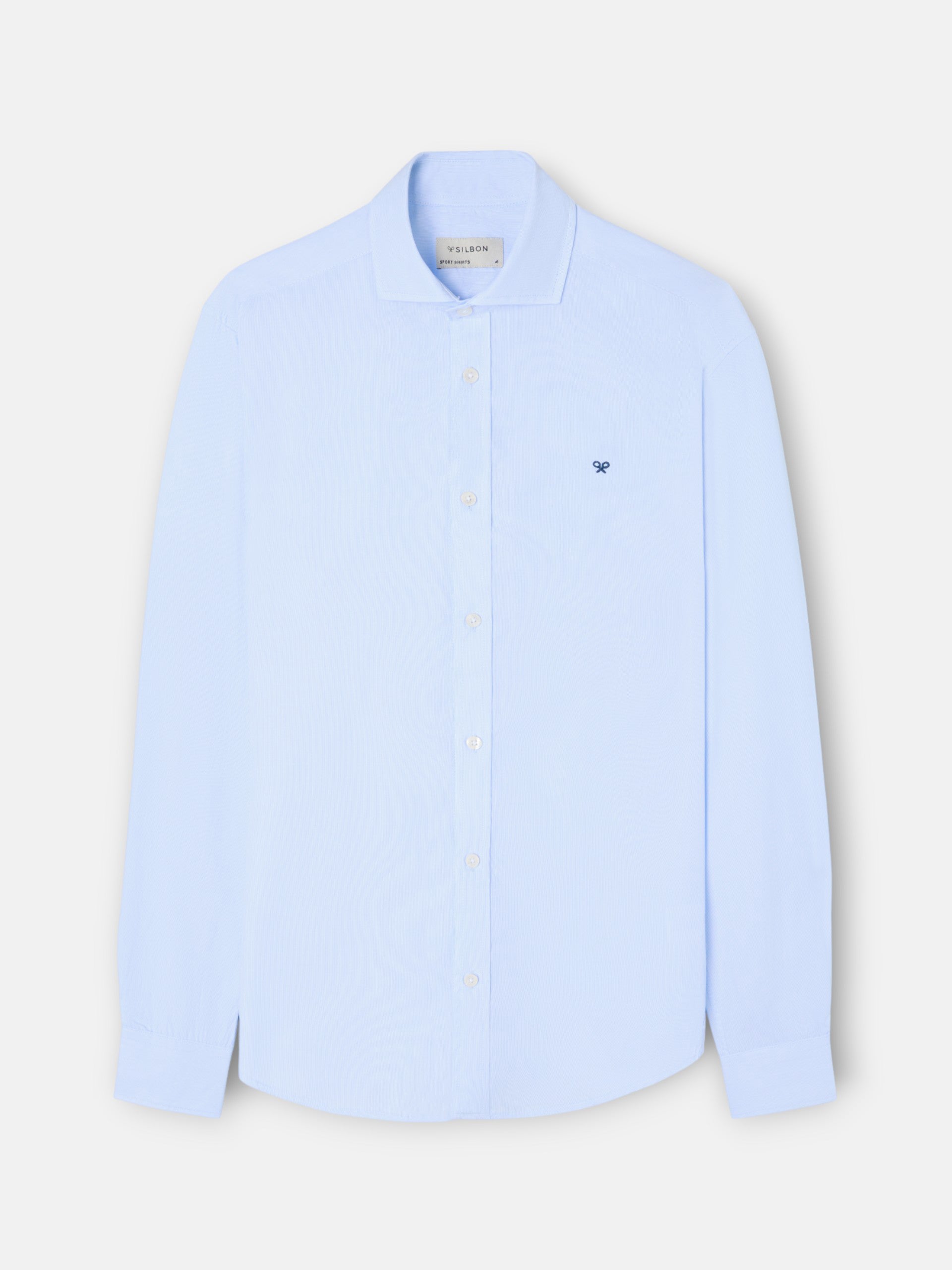 Camisa sport clássica multirriscas azul-claro
