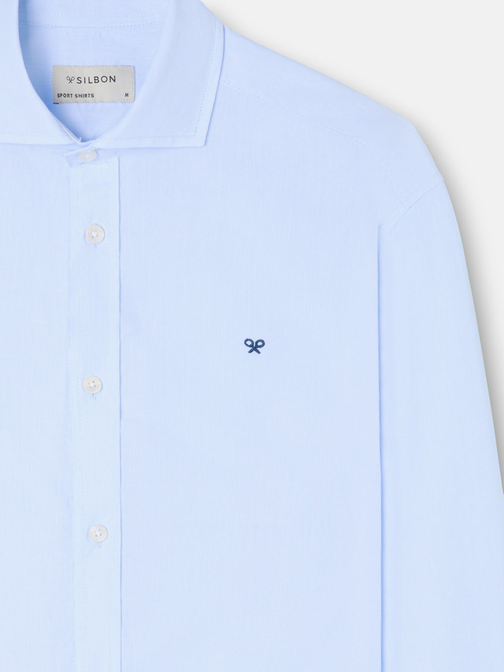 Camisa sport clássica multirriscas azul-claro