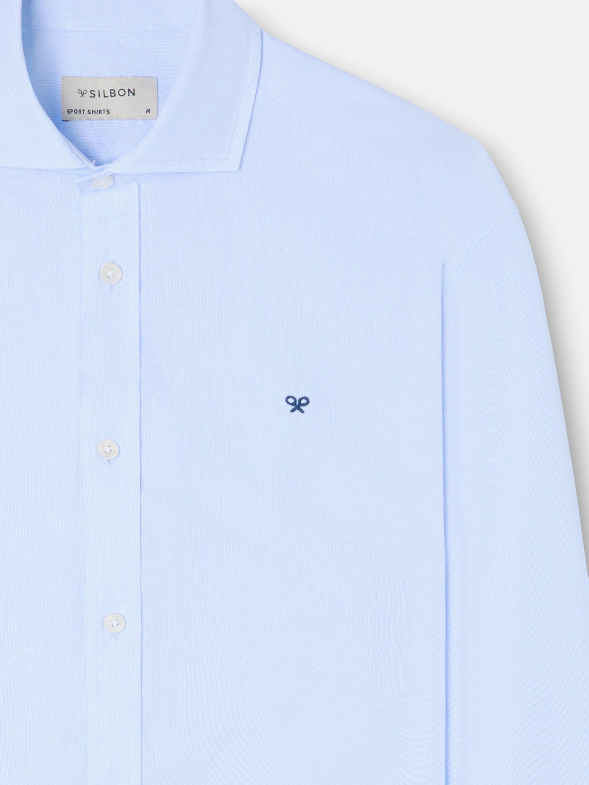 Camisa sport clássica multirriscas azul-claro