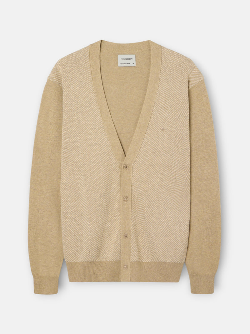 Cardigan espiga business beige