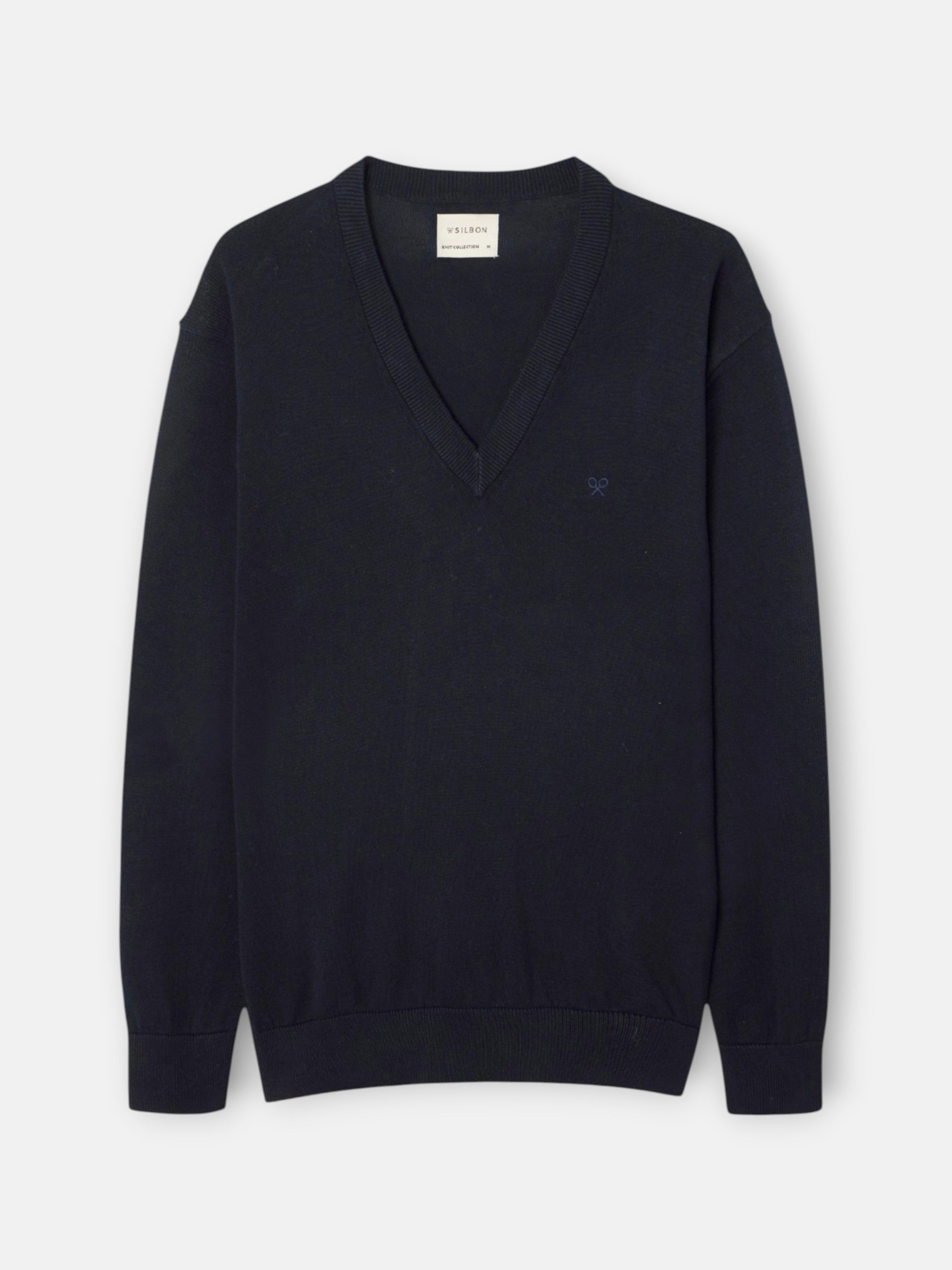 Camisola decote em V business azul-marinho