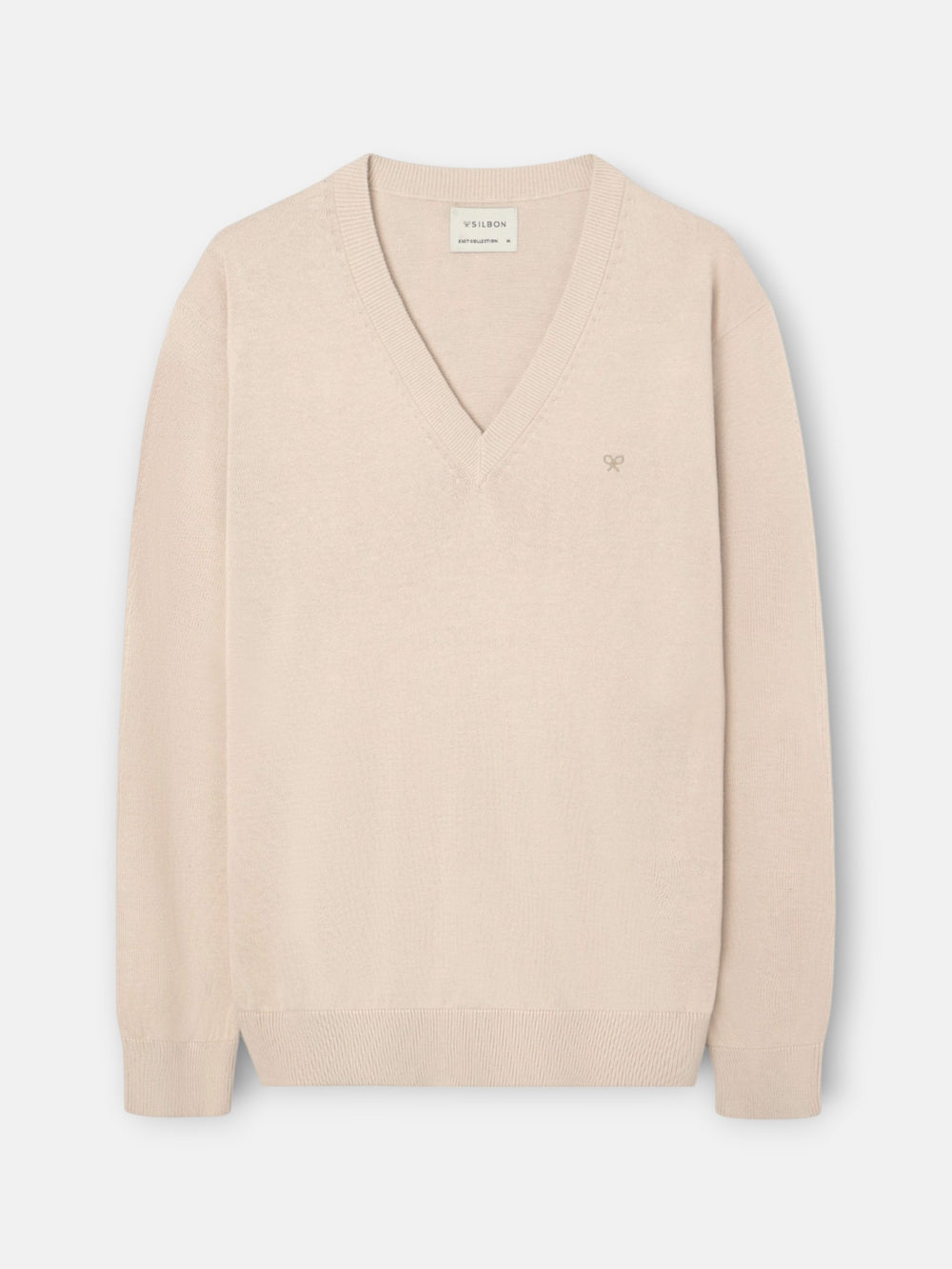 Jersey cuello pico business beige