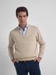 Camisola decote em V business bege