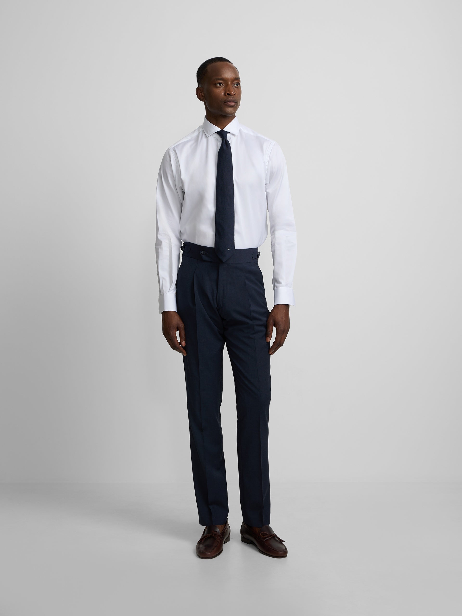 Pantalón vestir pinzas azul medio