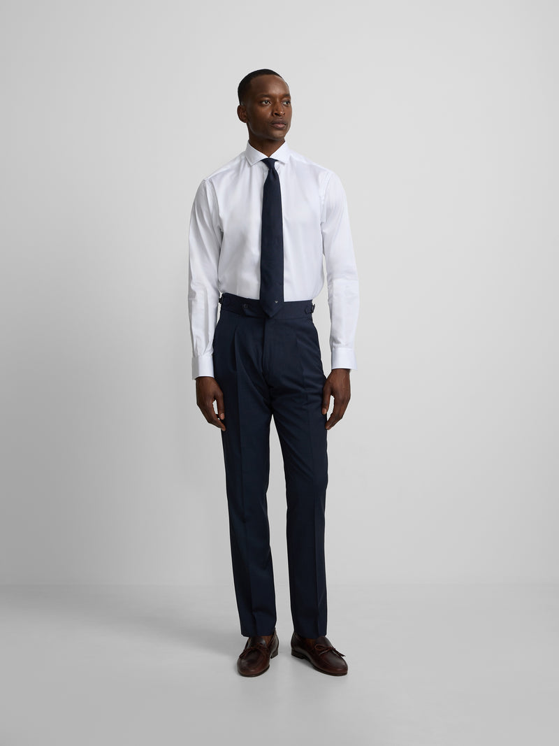 Medium blue pleated dress trousers