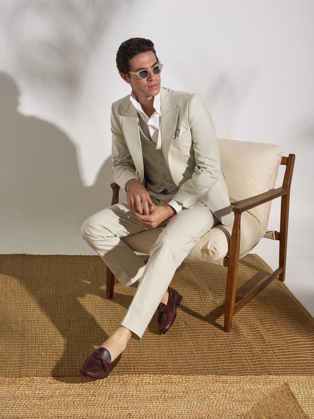 Pantalon traje unique lino piedra
