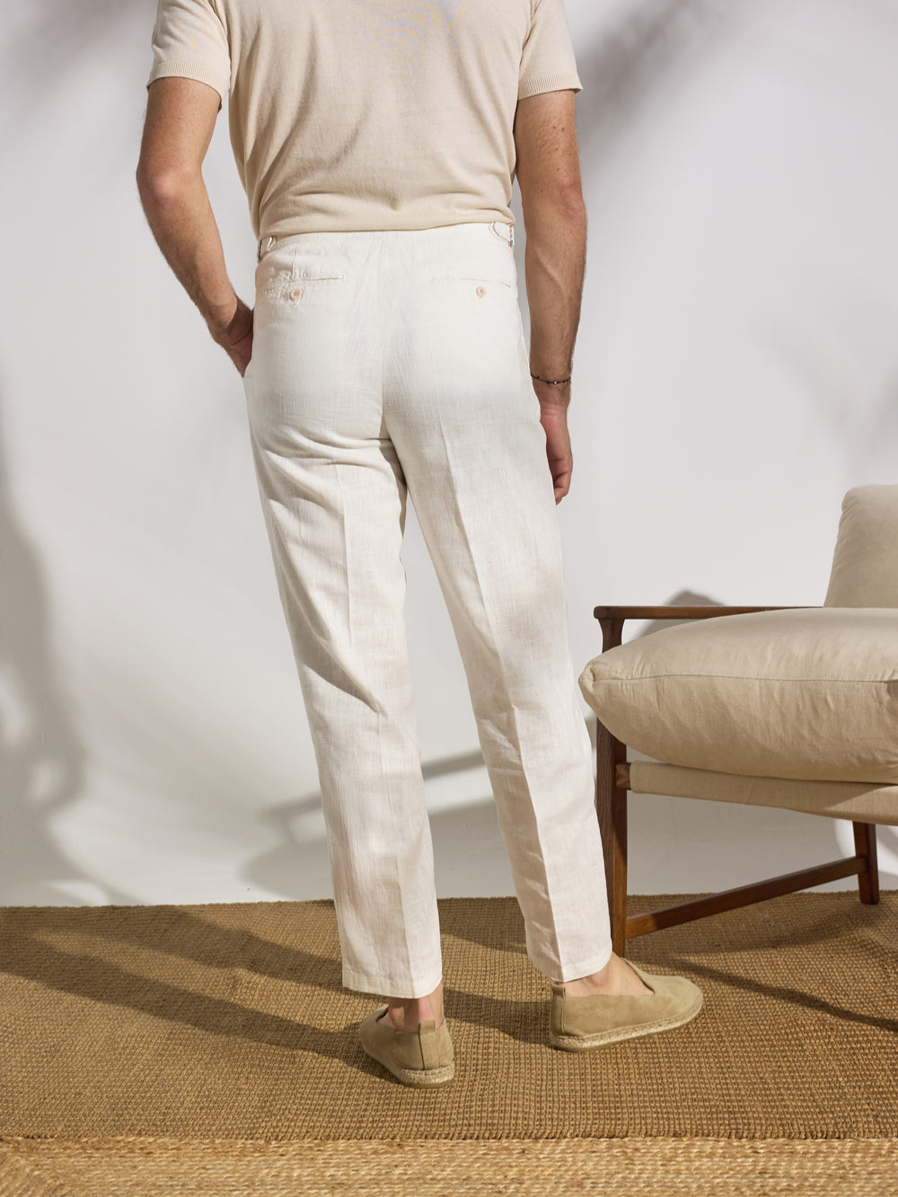 Pantalon unique pinzas beige