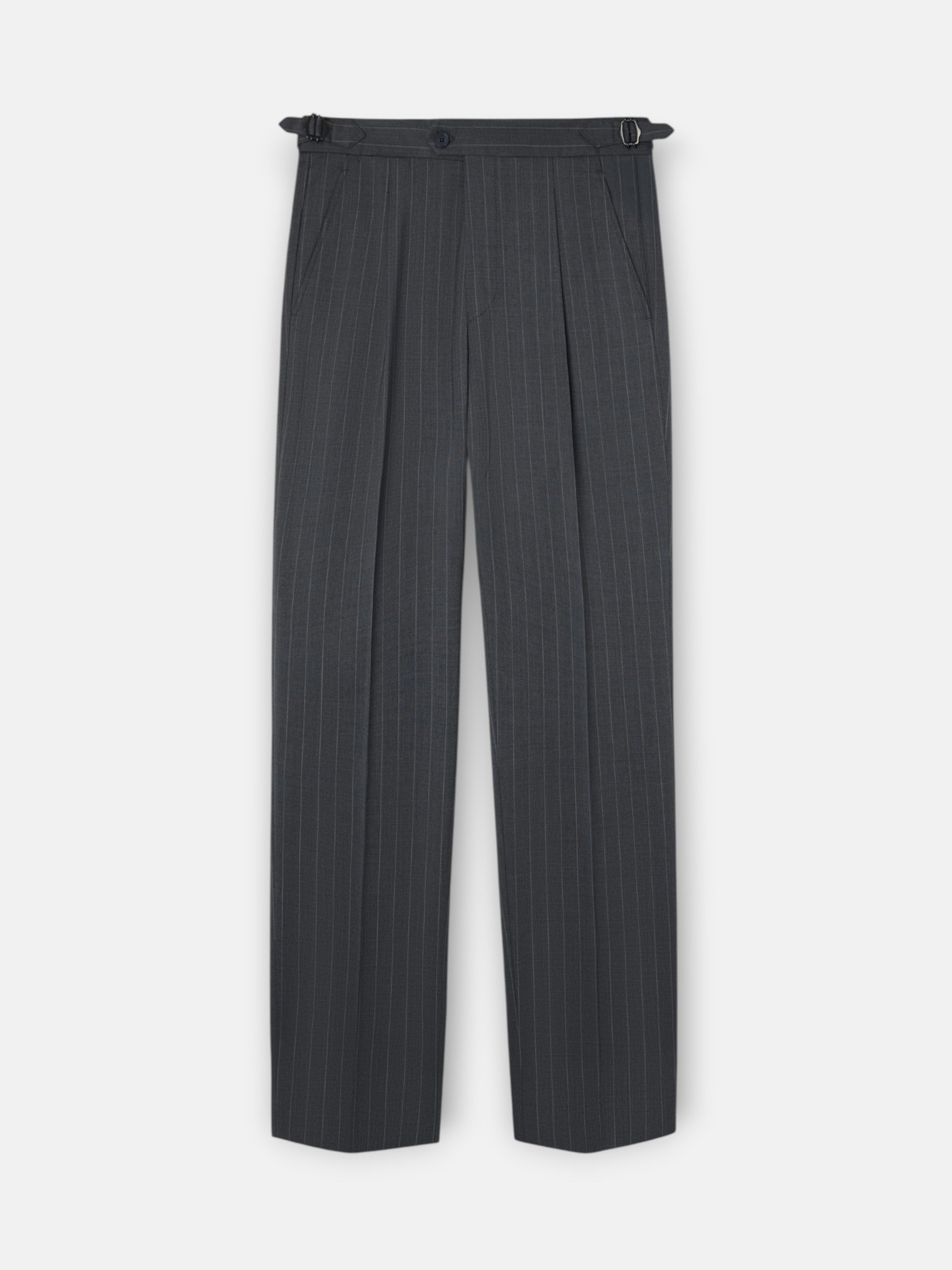 Pantalon traje cruzado raya diplomatica gris