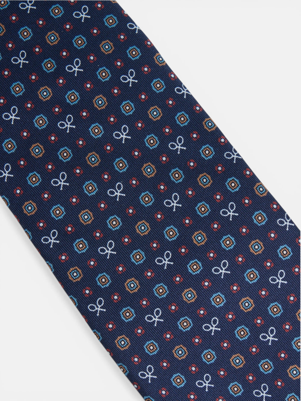 Gravata raquetes motivos geométricos azul-marinho