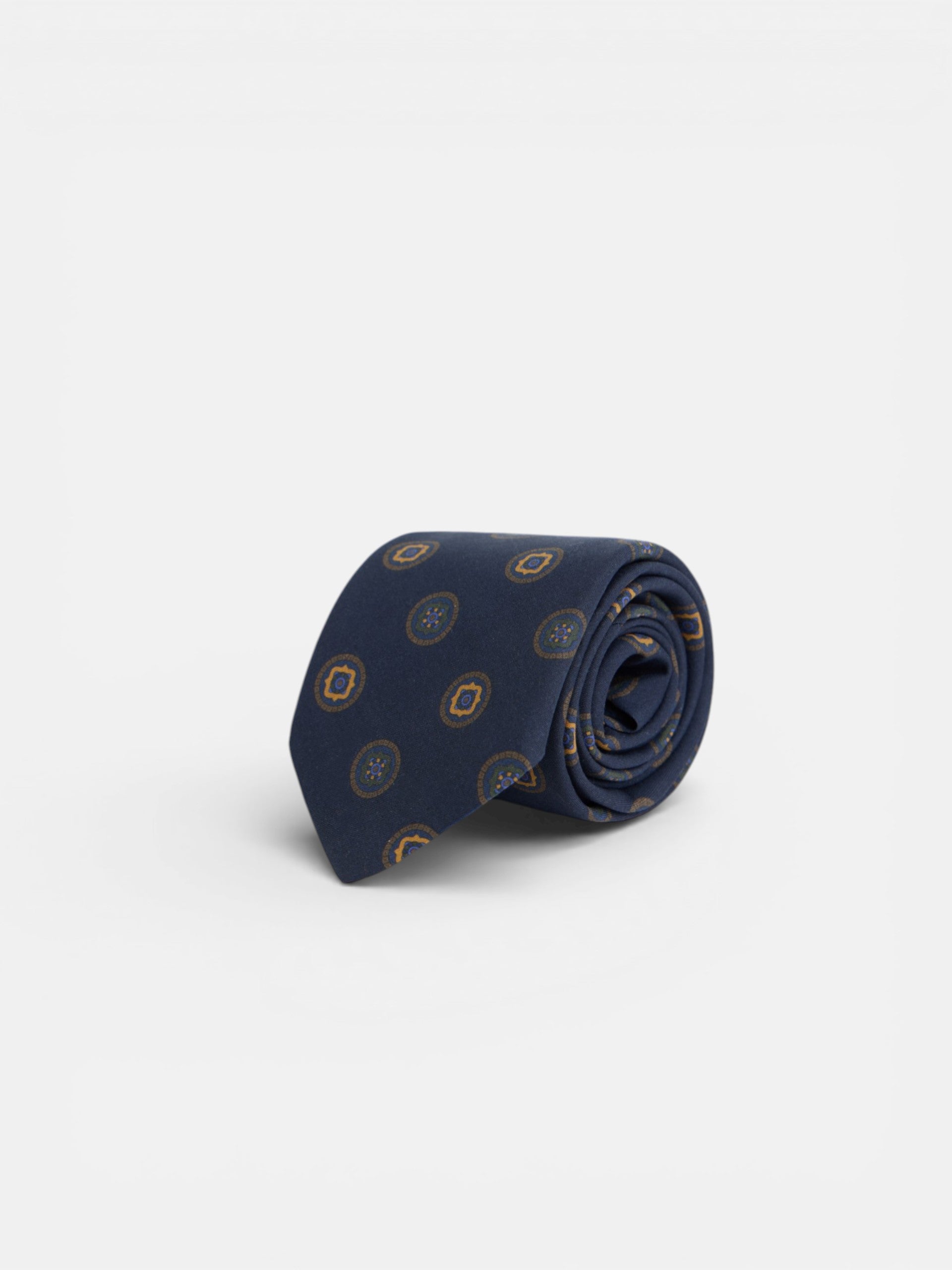 Navy blue geometric circles tie