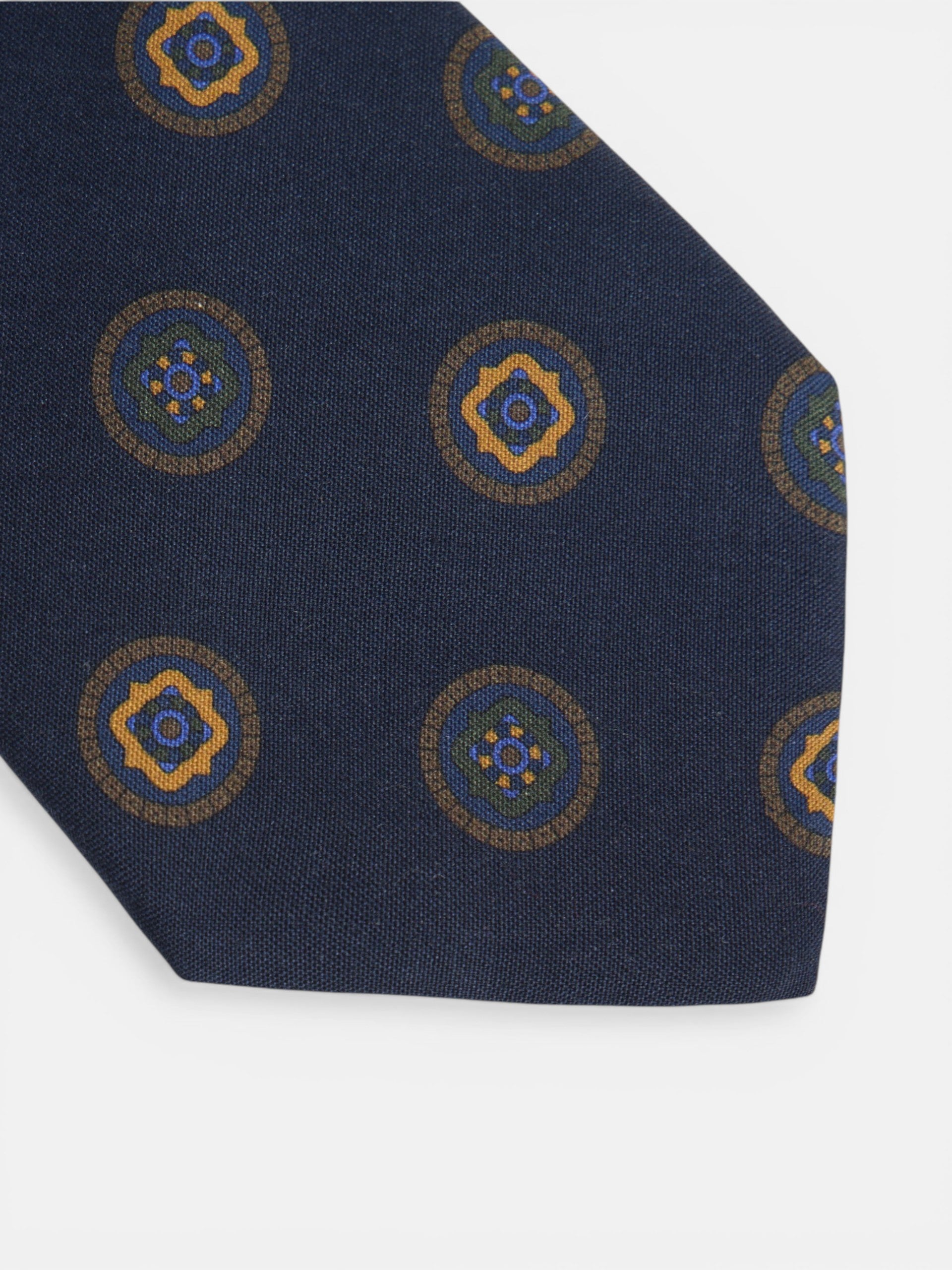 Navy blue geometric circles tie