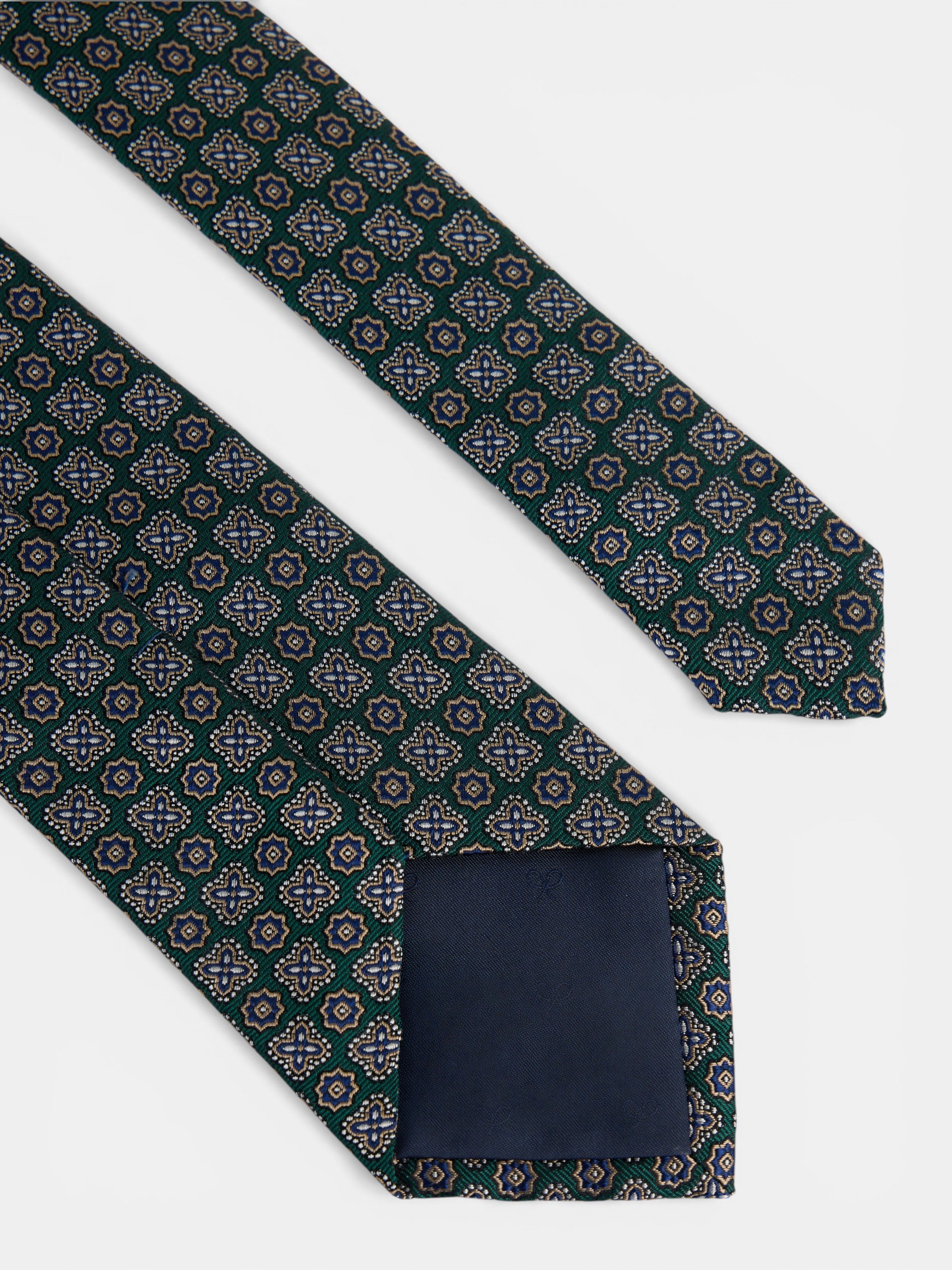 Cravate motif fleur verte