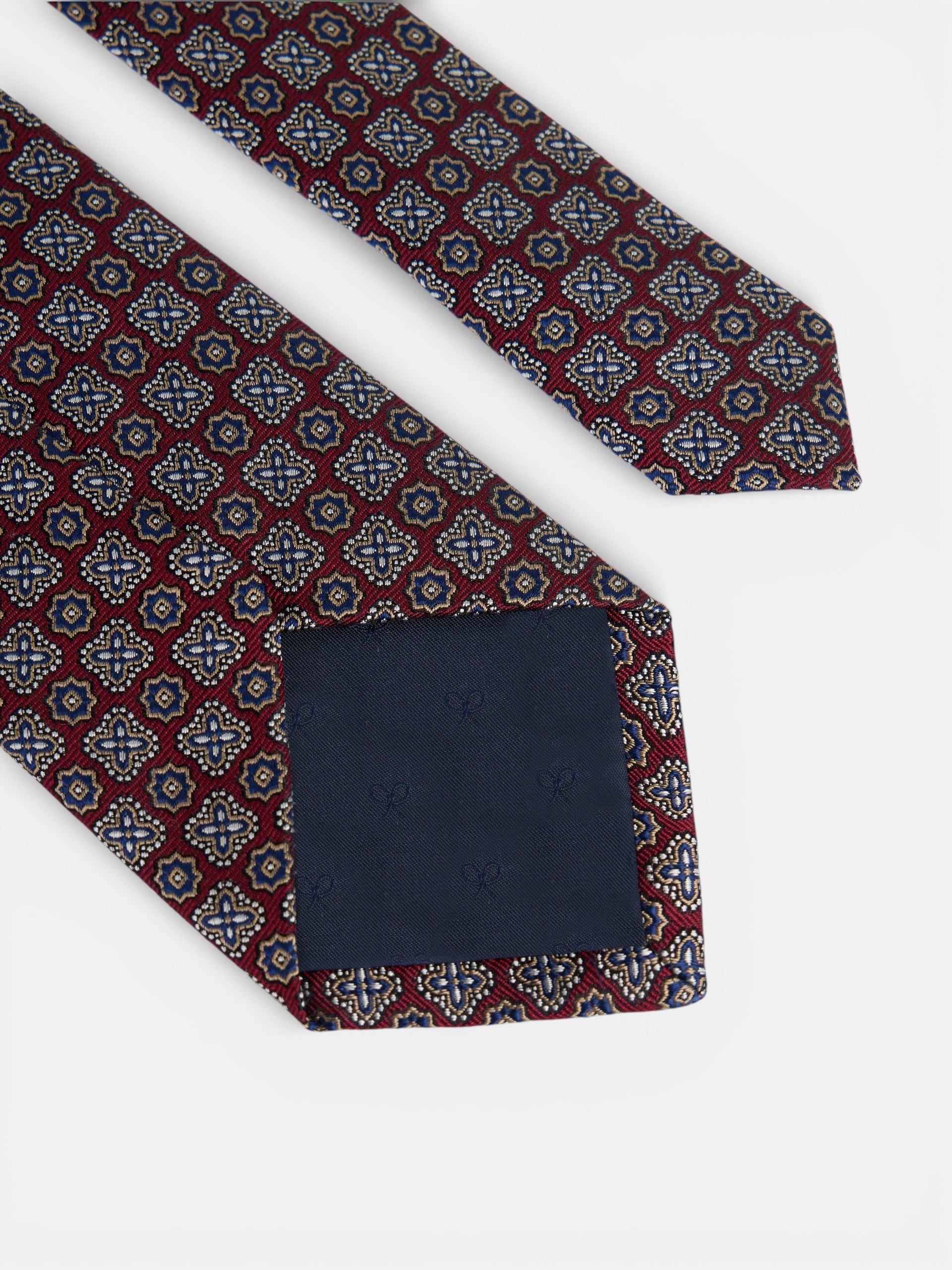 Cravate motif floral bordeaux