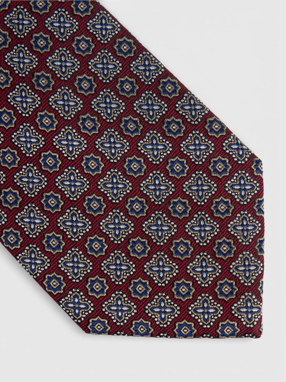 Cravate motif floral bordeaux
