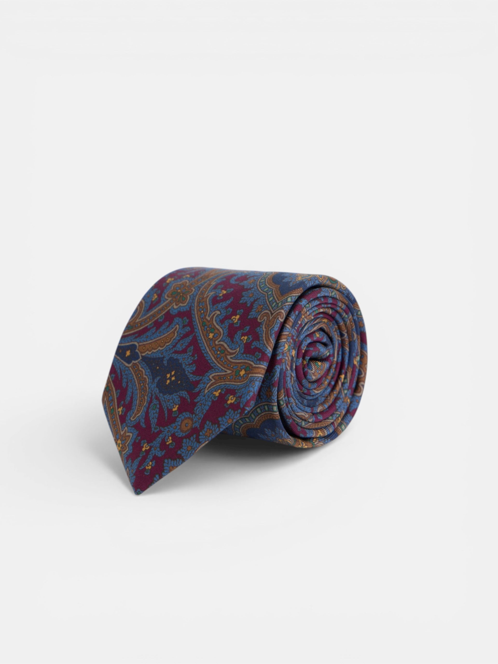 Gravata estampada paisley bordô