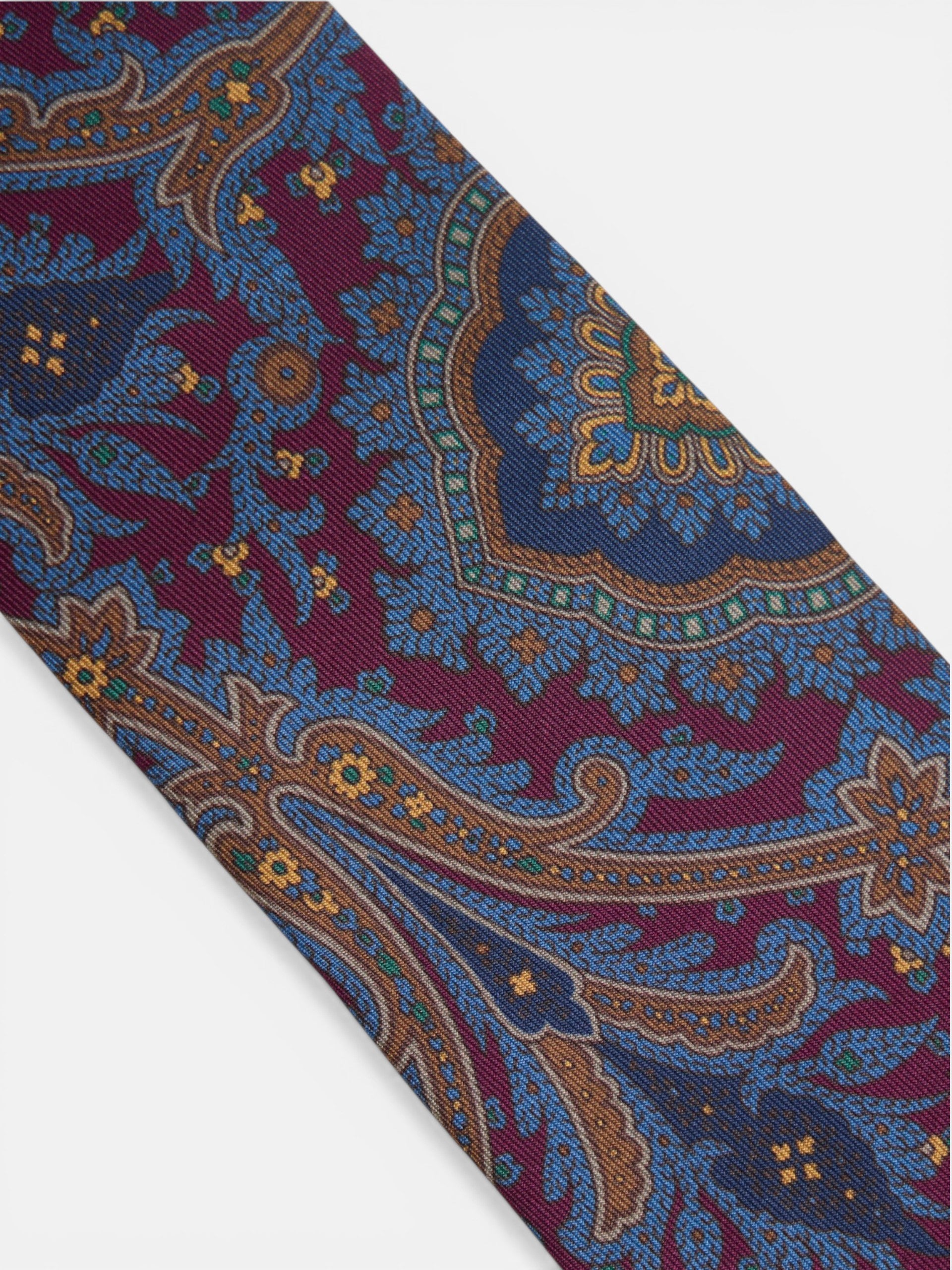 Gravata estampada paisley bordô