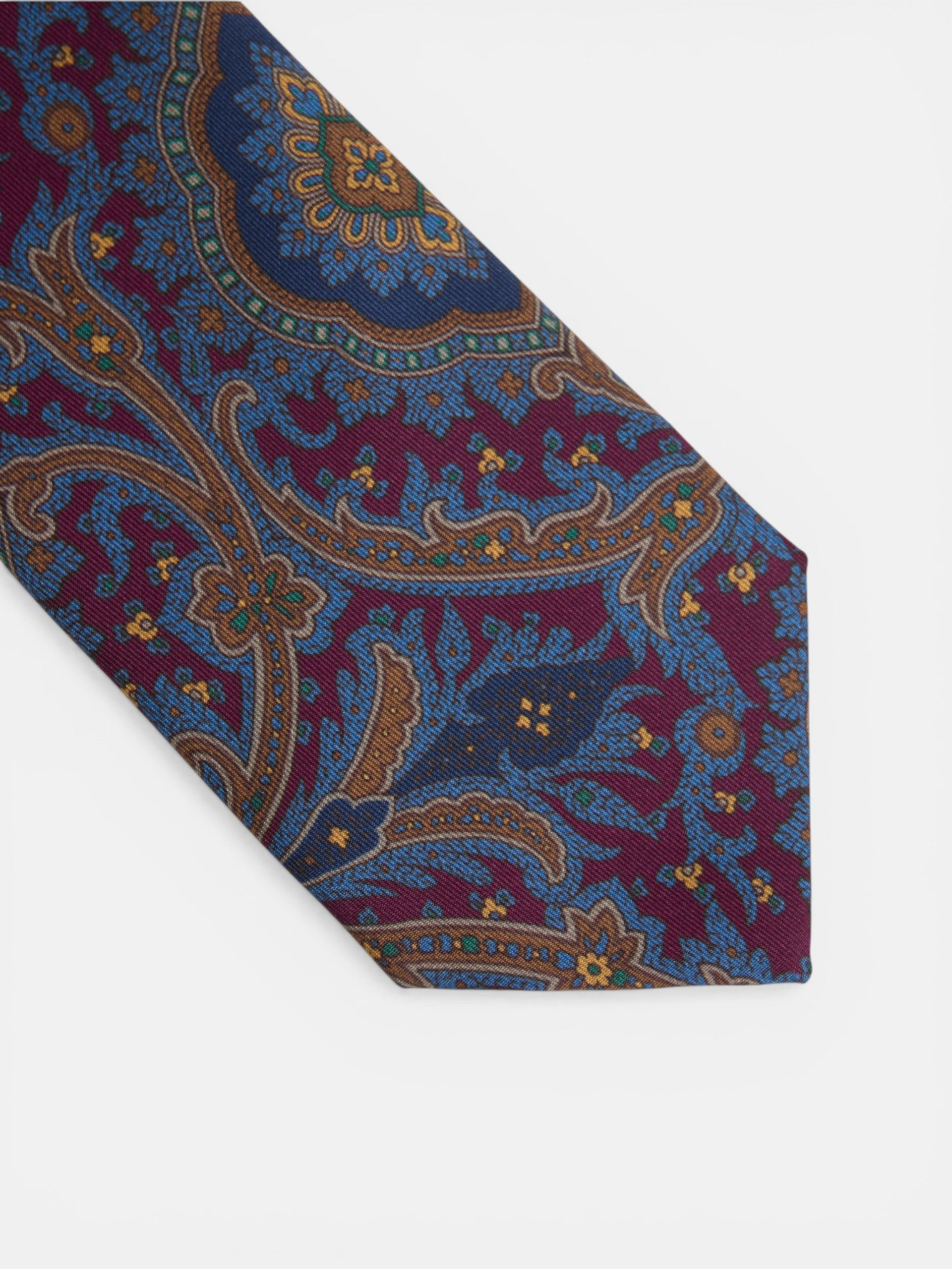 Gravata estampada paisley bordô