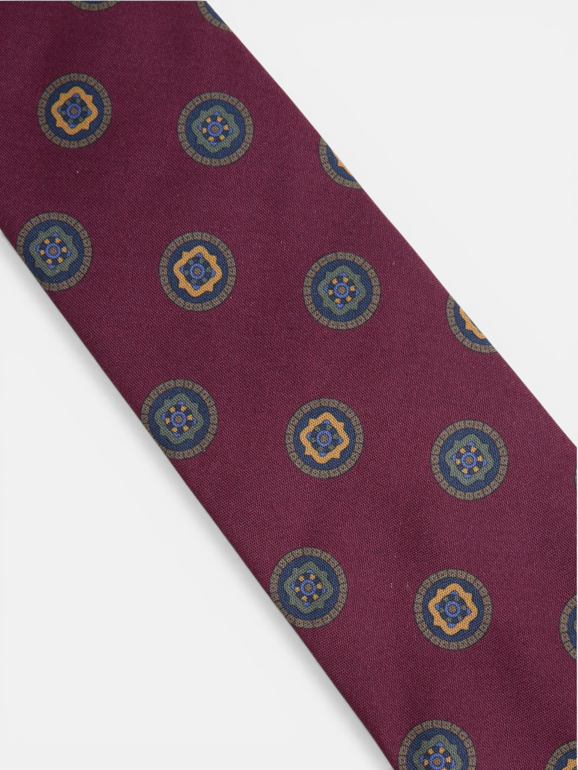 Burgundy geometric circles tie