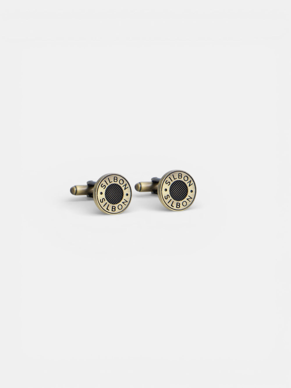 Round Silbon cufflink in aged gold