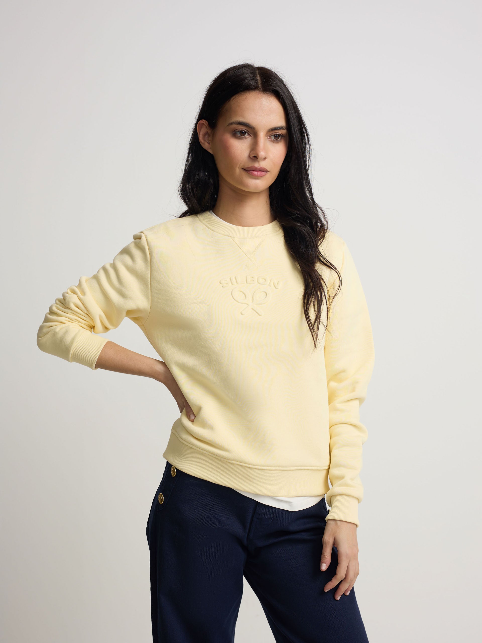 Sweat-shirt femme Silbon classique jaune