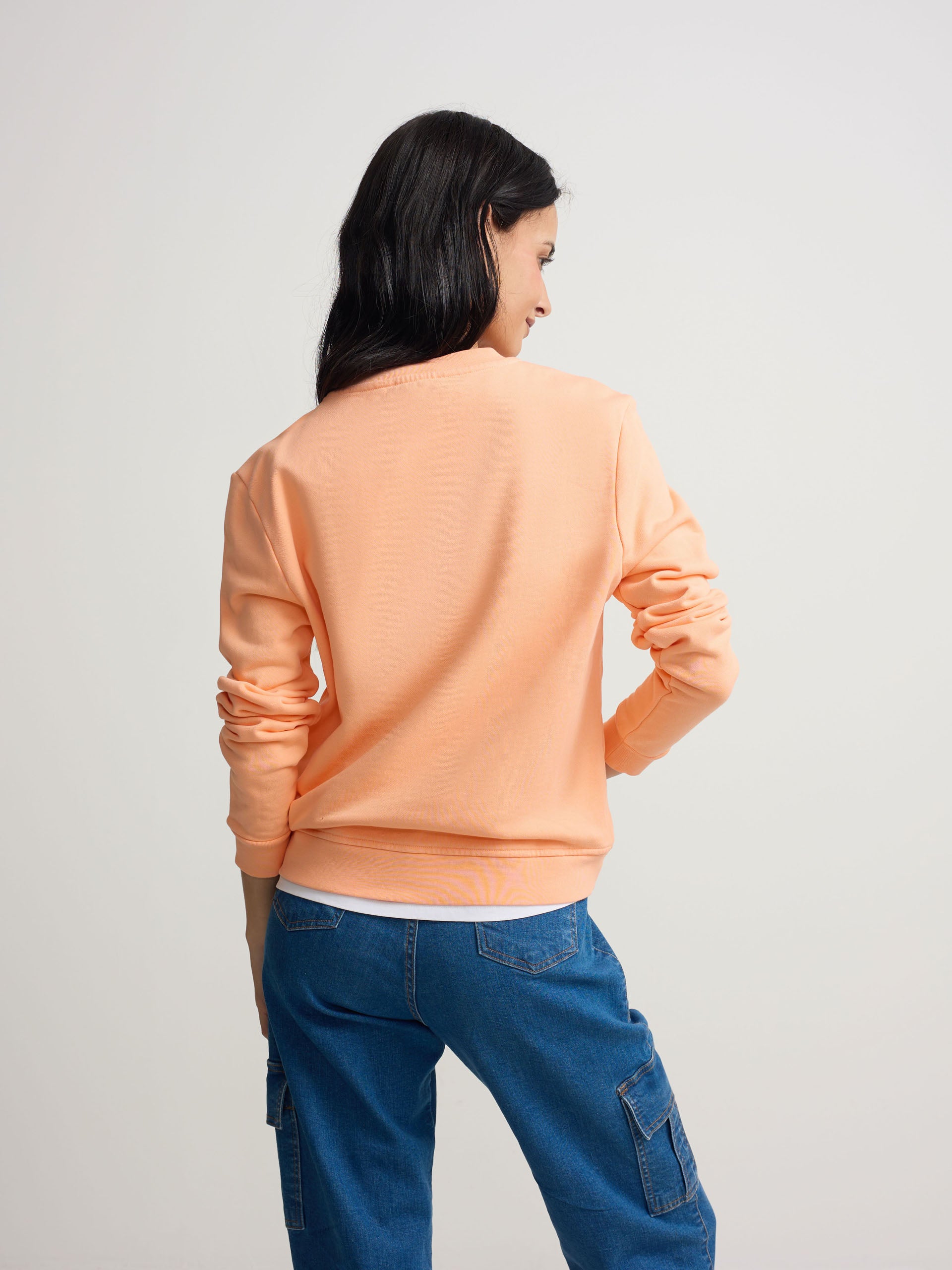 Sweat-shirt femme brodé Silbon orange