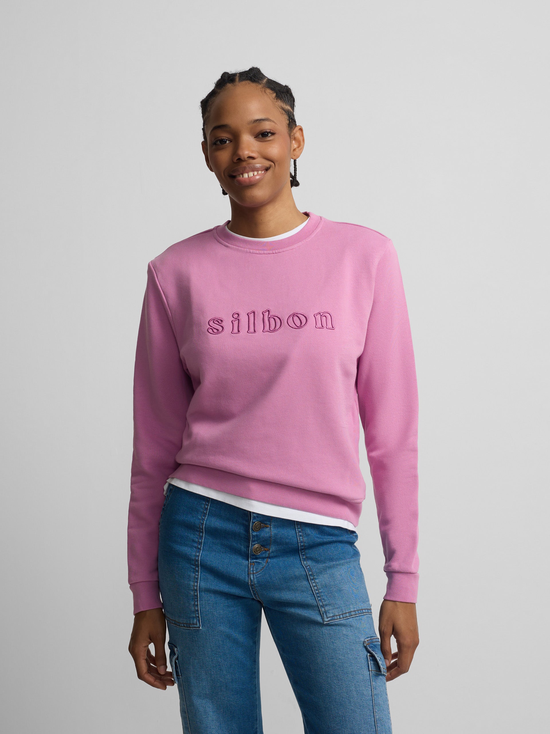 Women's sweatshirt with Silbon embroidery in purple