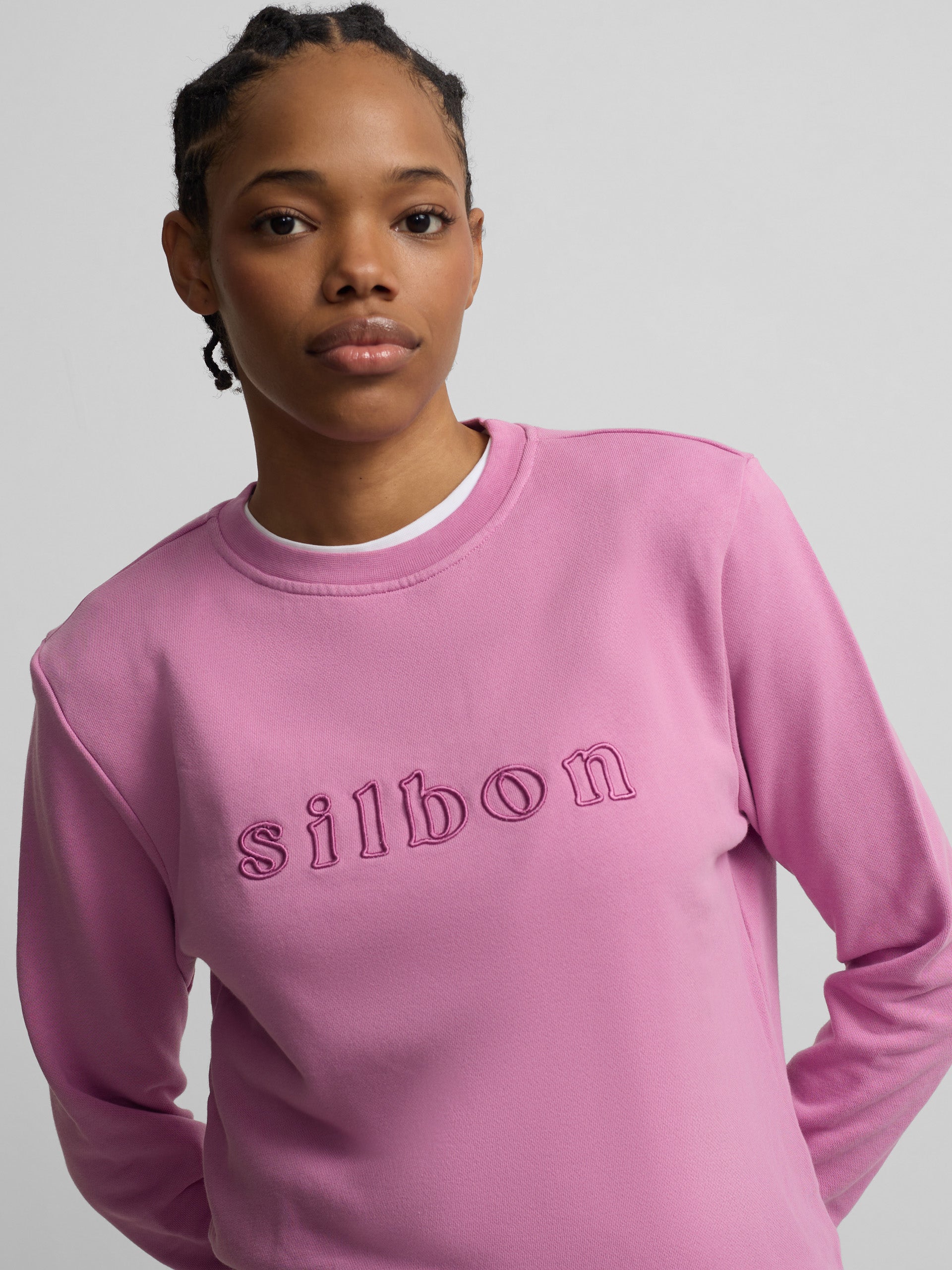 Women's sweatshirt with Silbon embroidery in purple