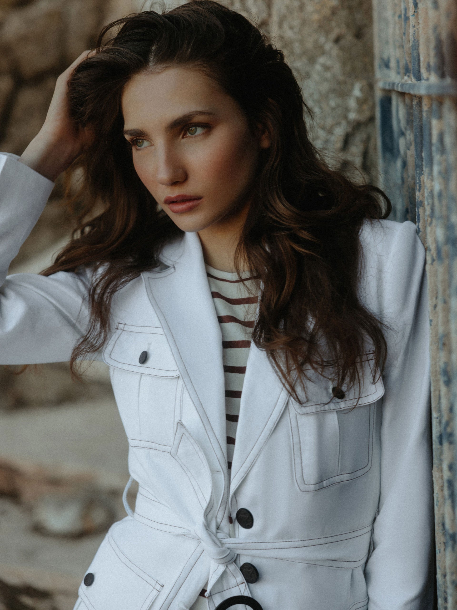 Saharan jacket with detailed pockets in ecru