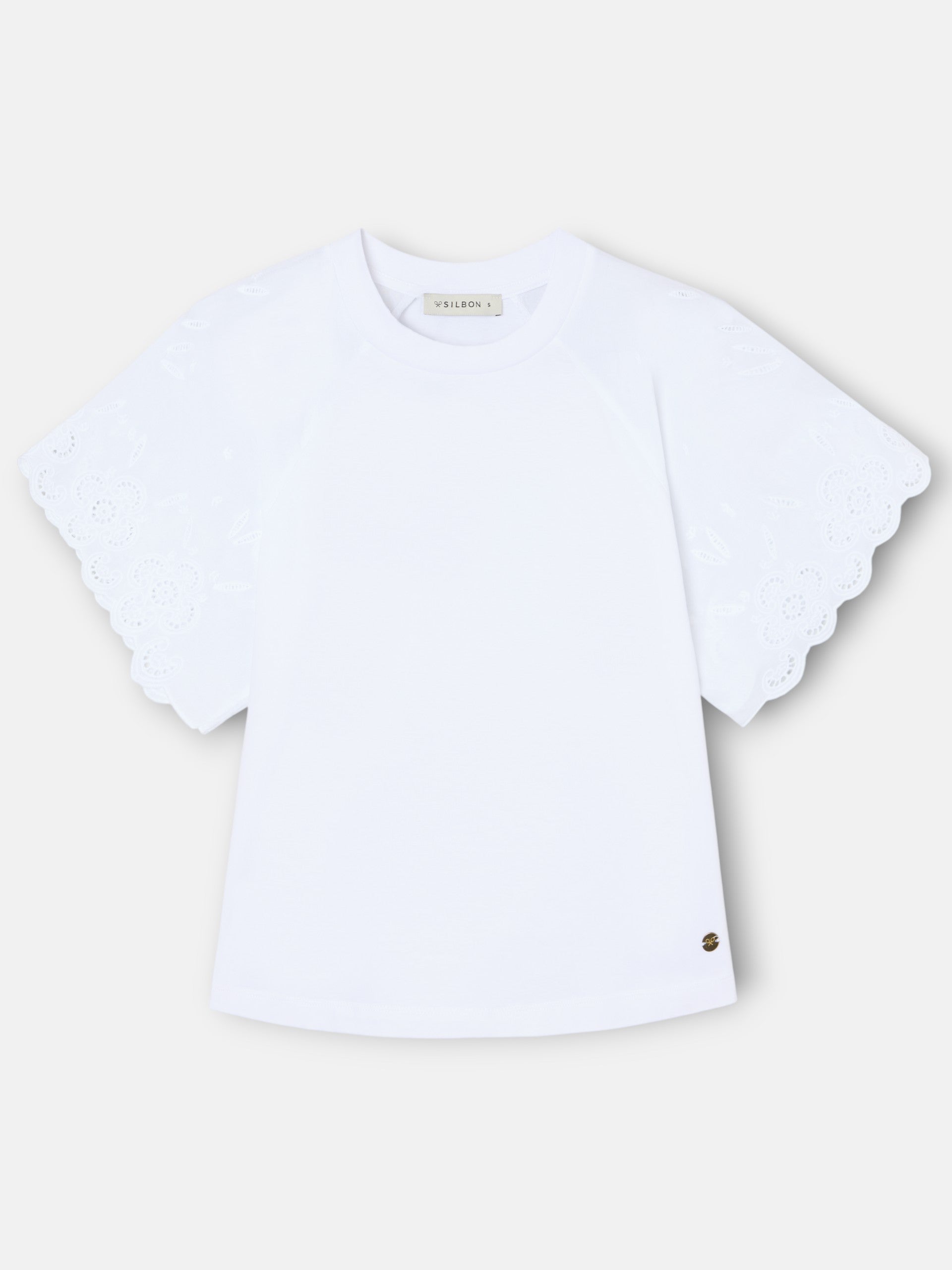 Camiseta woman volantes bordados blanca