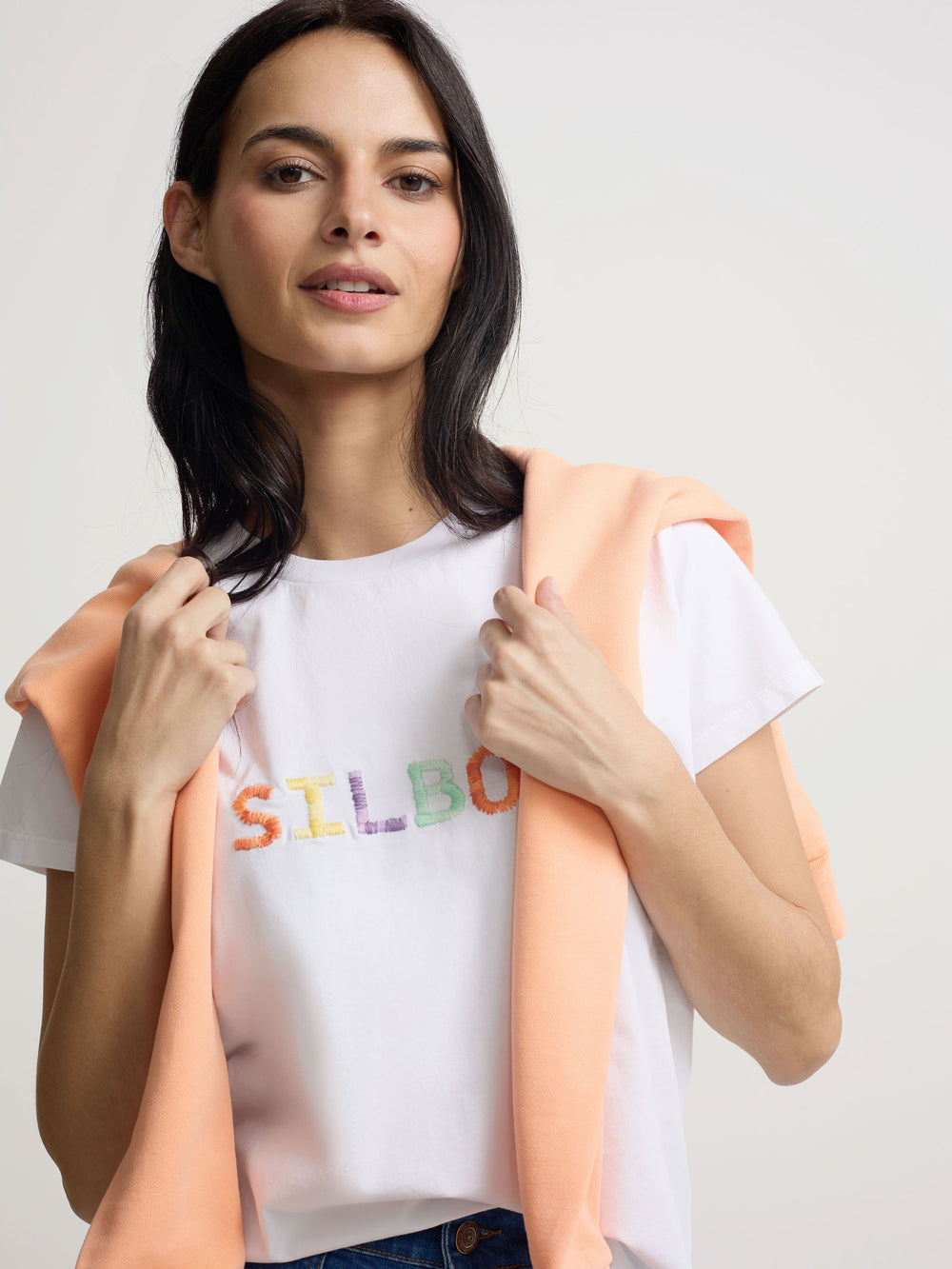 Camiseta woman silbon garabateado blanca