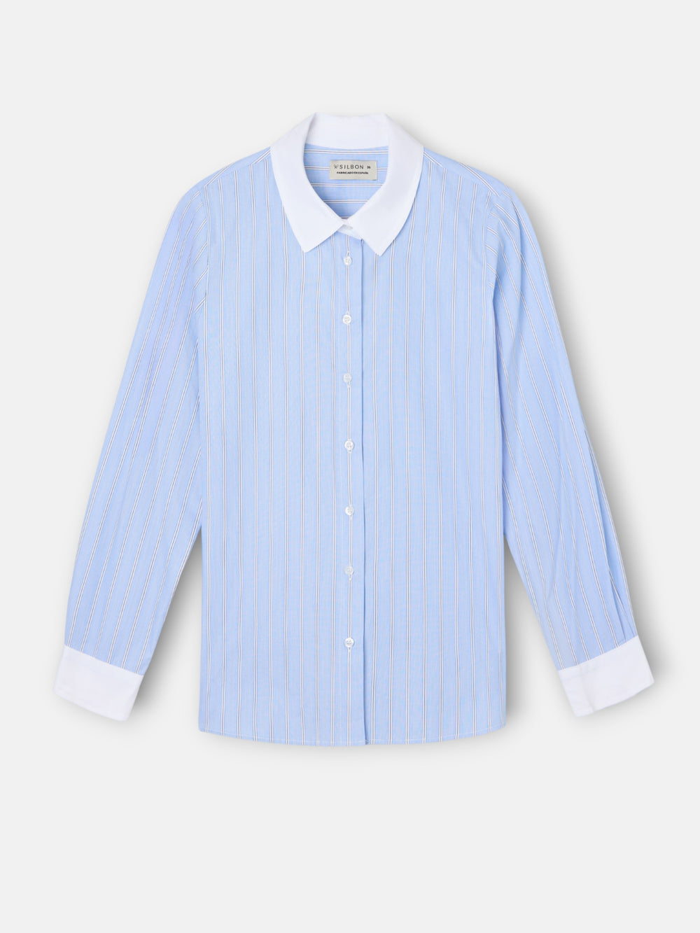 Camisa estructura rayas celeste