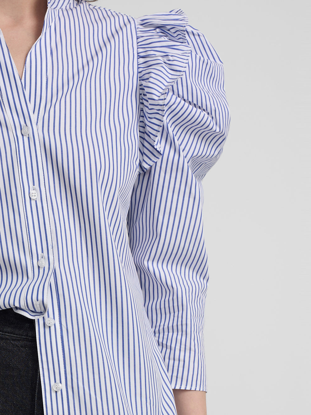 Camisa manga abullonada rayas azules y blancas