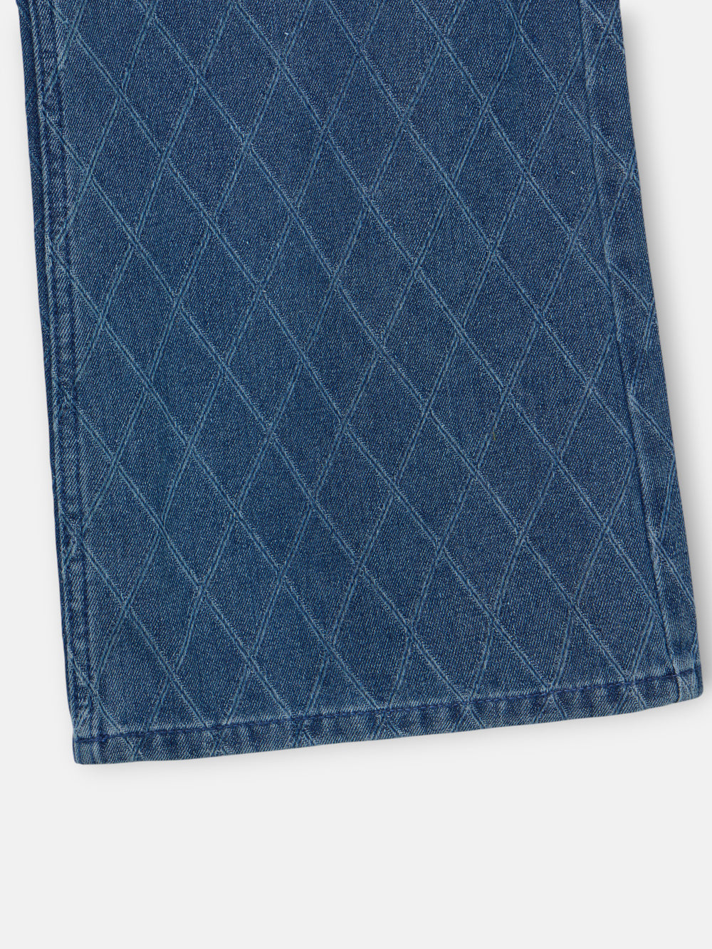 Blue diamond print denim trousers