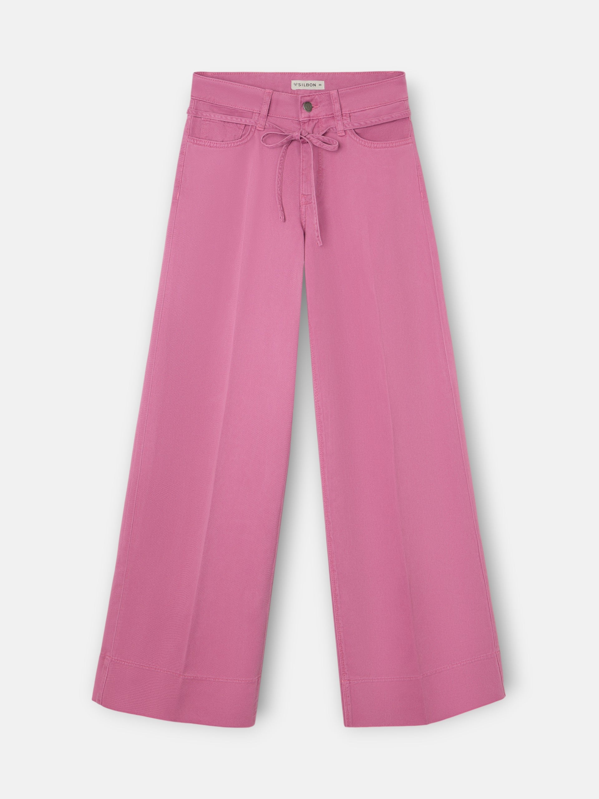 Pantalon denim cordon frambuesa