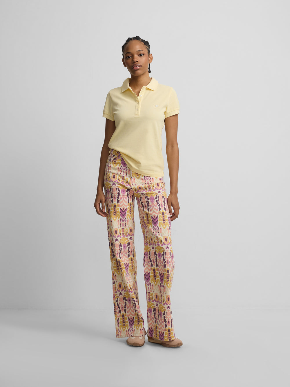 Polo clássico amarelo mulher