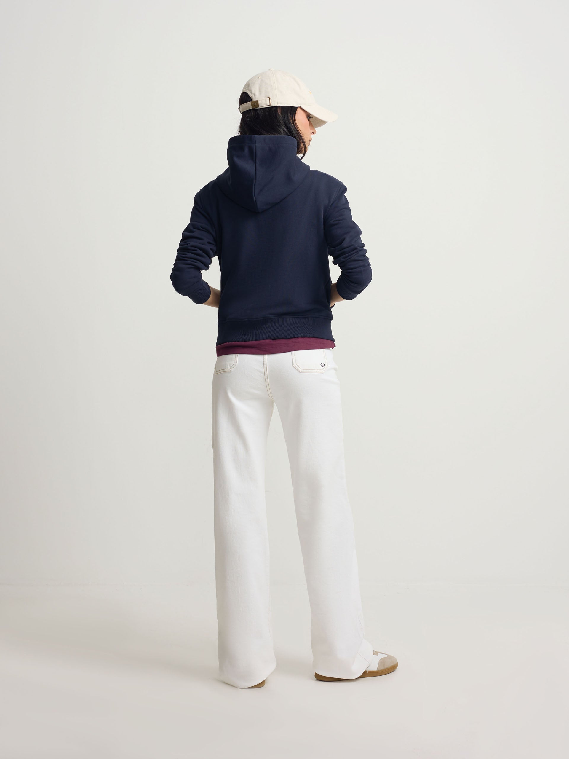 Sweat-shirt femme à fermeture éclair raquette marine