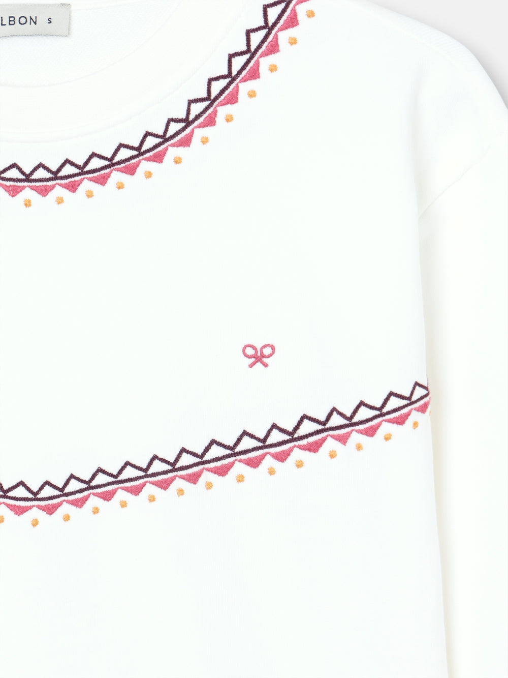 Sweat-shirt femme broderies ethniques écru