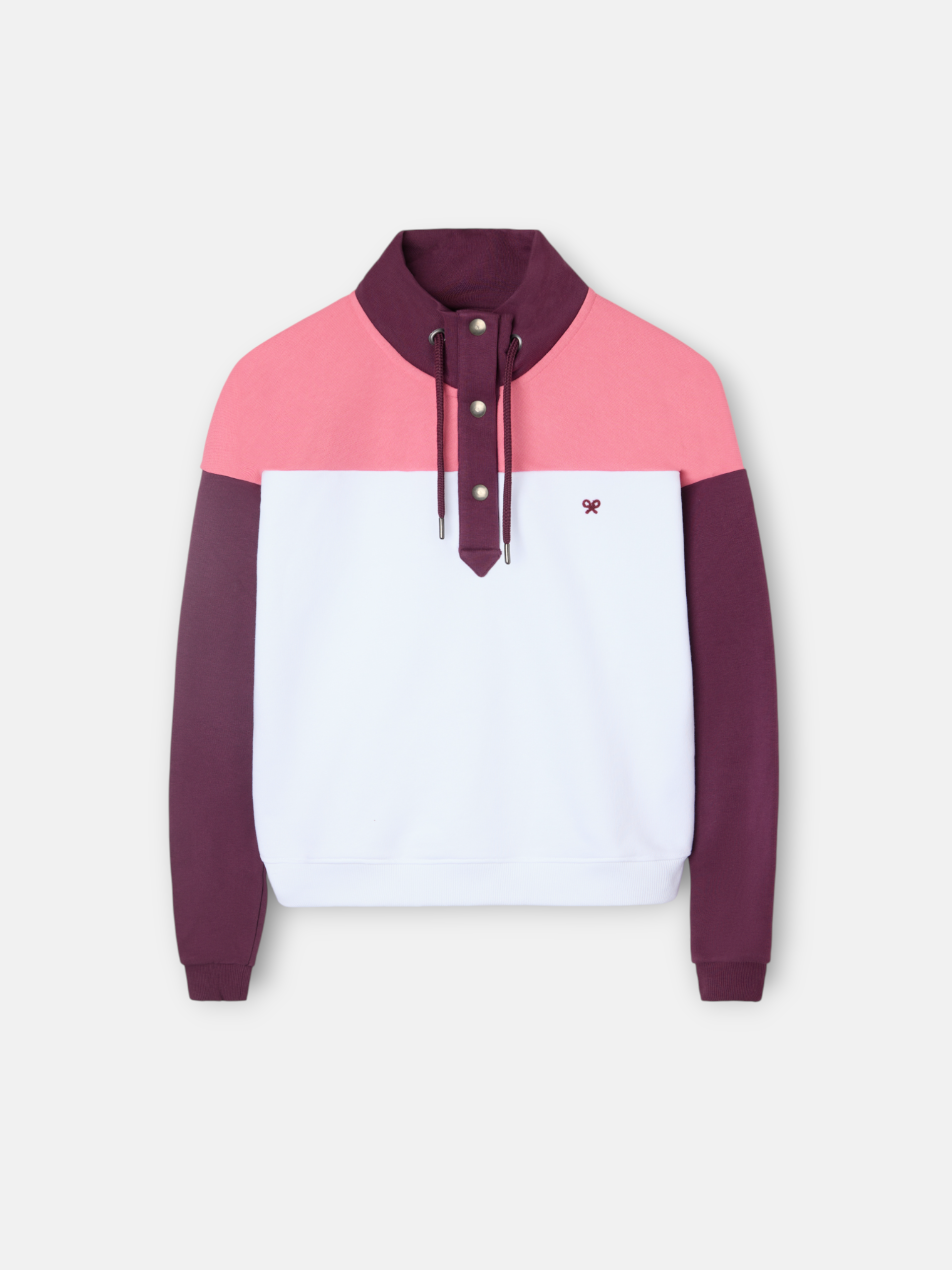 Sweatshirt mulher gola com botões rosa