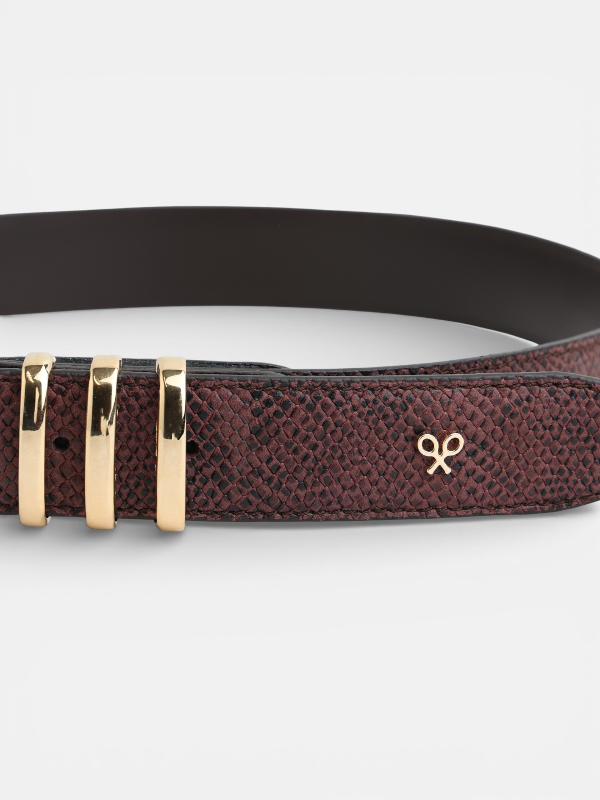 Burgundy leather belt with metal loop
