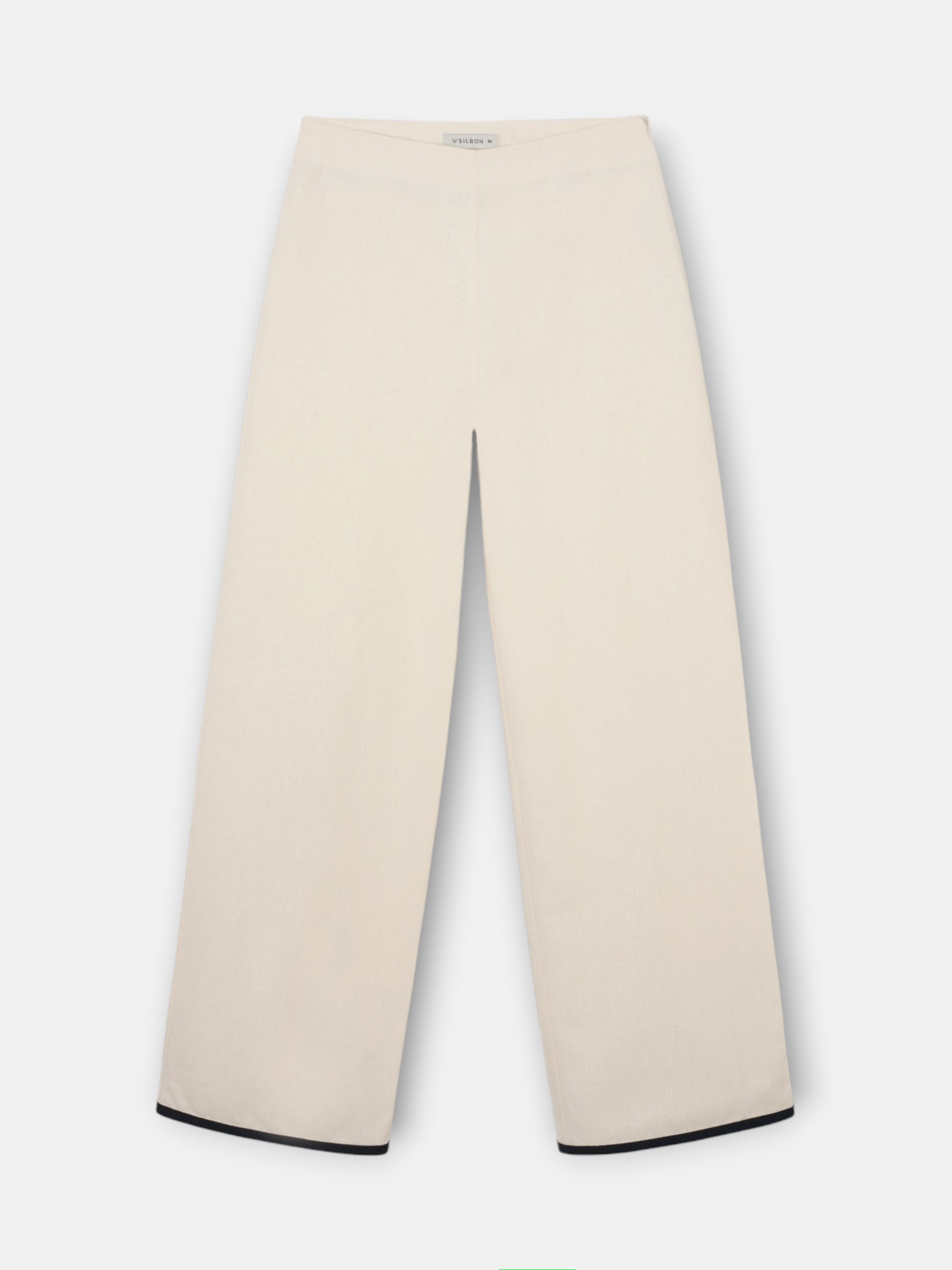 Straight linen trousers in raw color