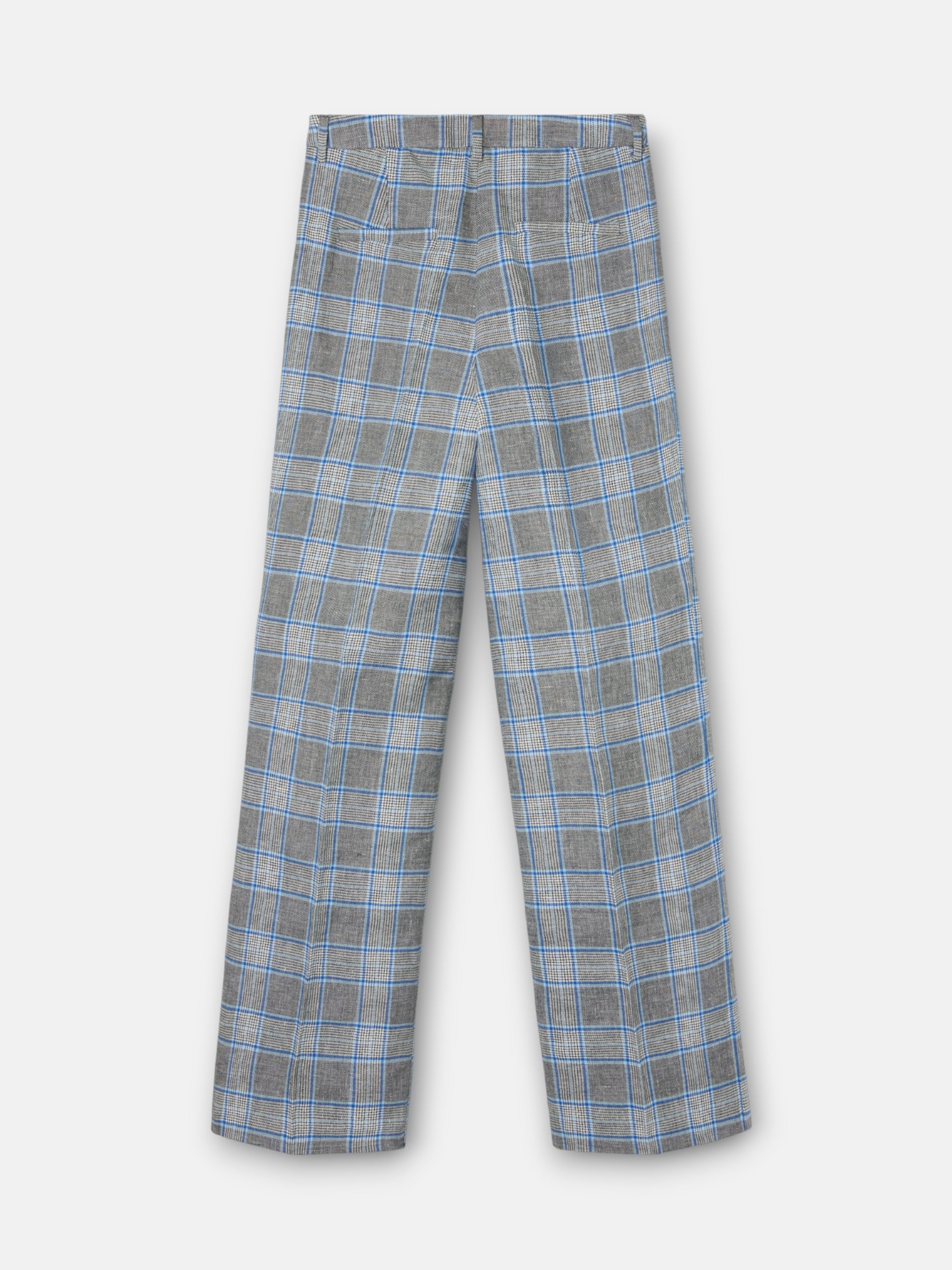 Pantalon droit à carreaux marine
