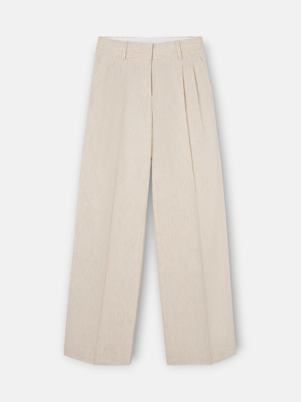 Straight beige striped trousers